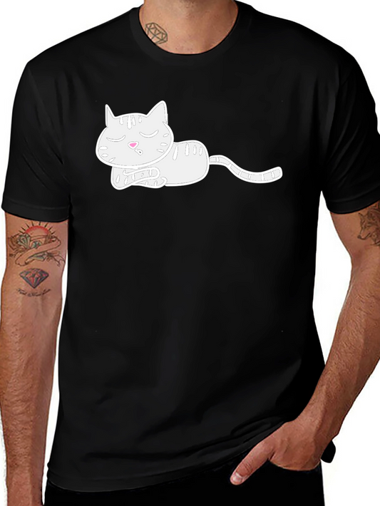 Sleeping Cat Graphic Tee - Soft Cotton Blend