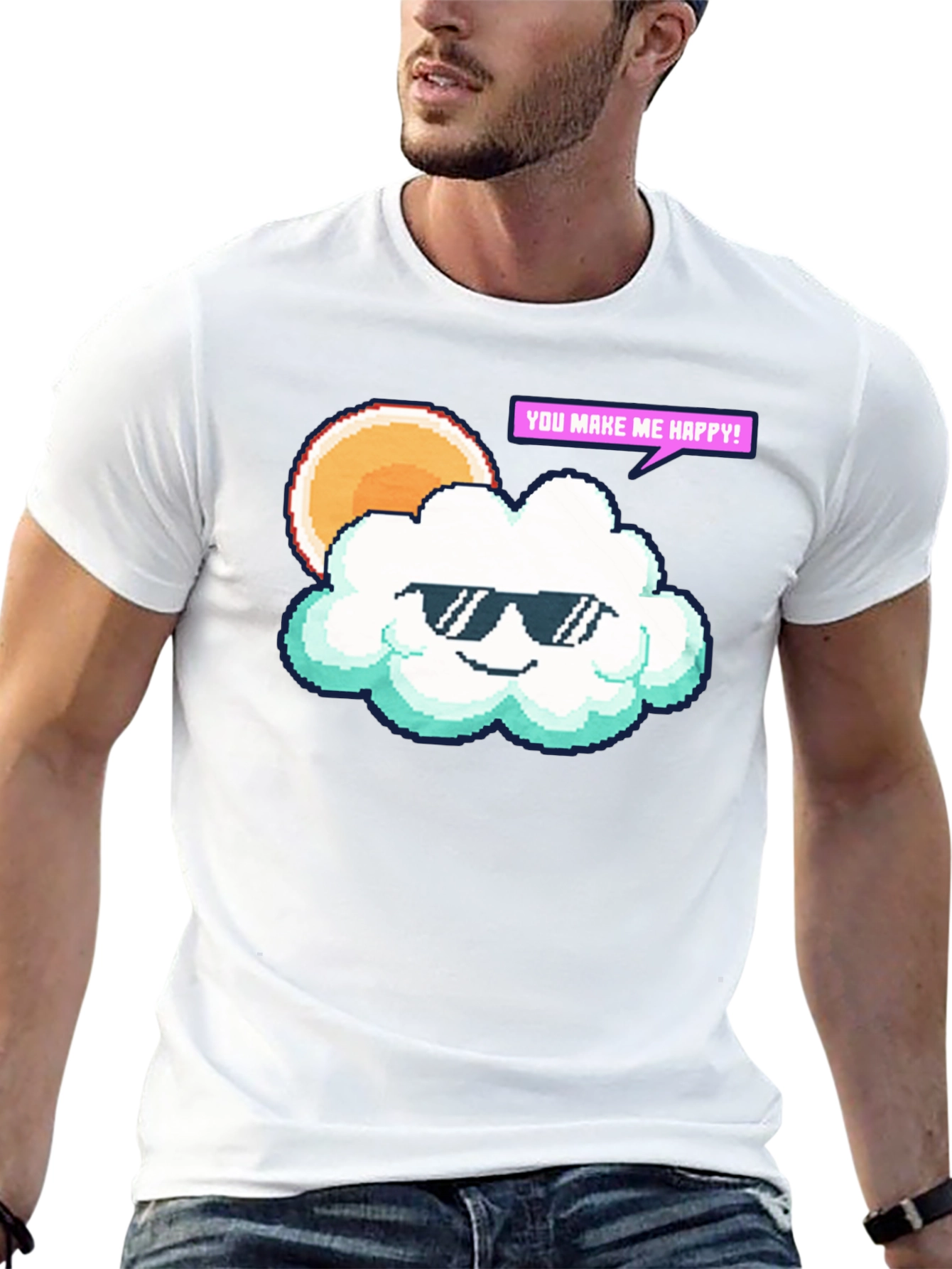 Cool Cloud Pixel Art T-Shirt - Makes You Happy!
