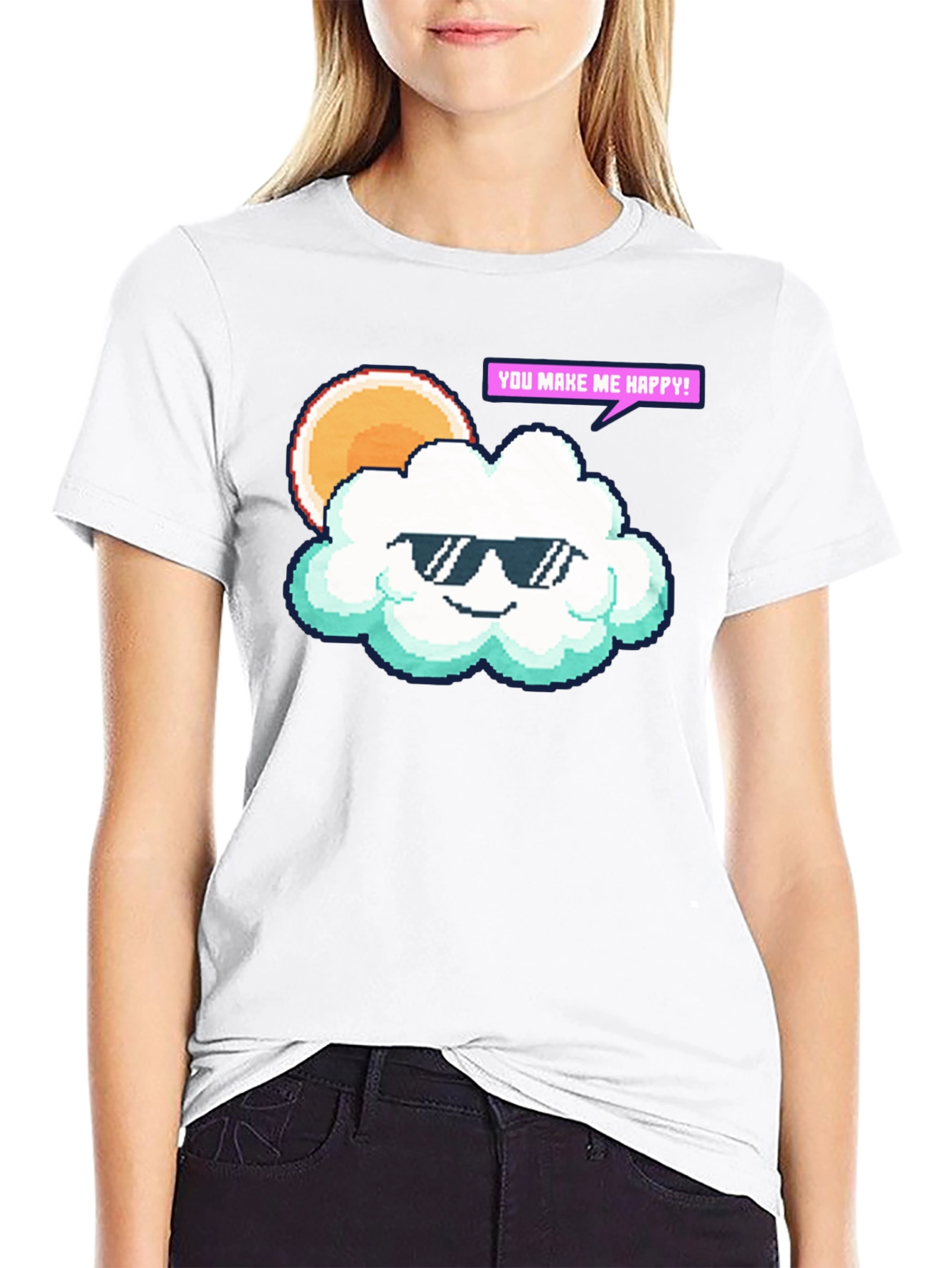 Cool Cloud Pixel Art T-Shirt - Makes You Happy!