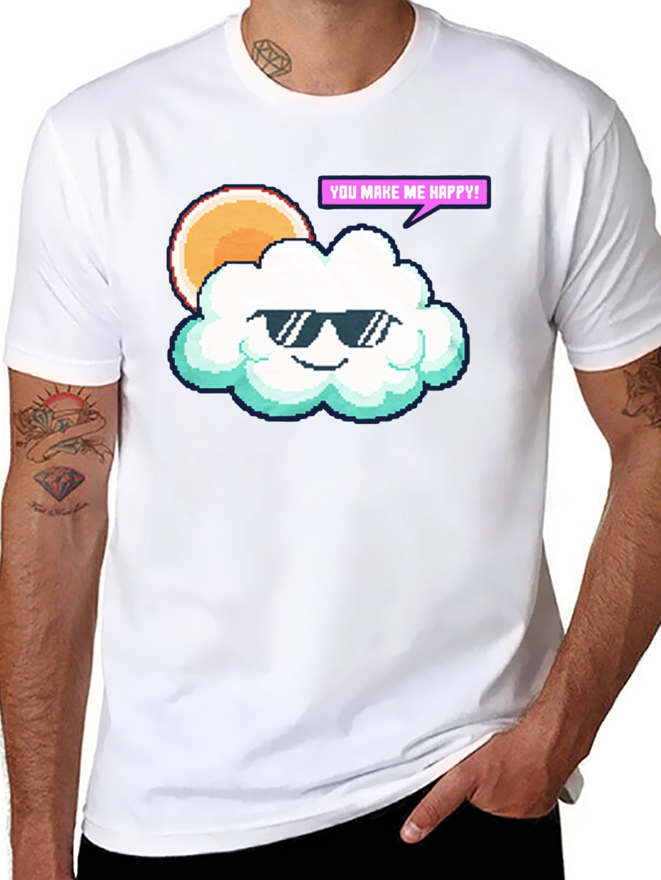 Cool Cloud Pixel Art T-Shirt - Makes You Happy!