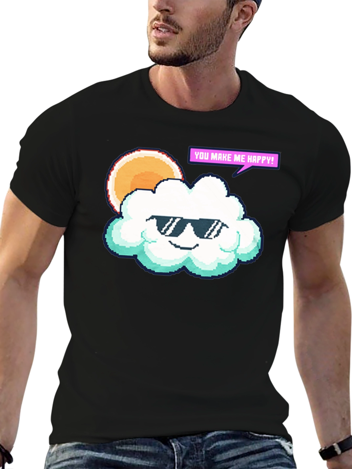 Cool Cloud Pixel Art T-Shirt - Makes You Happy!