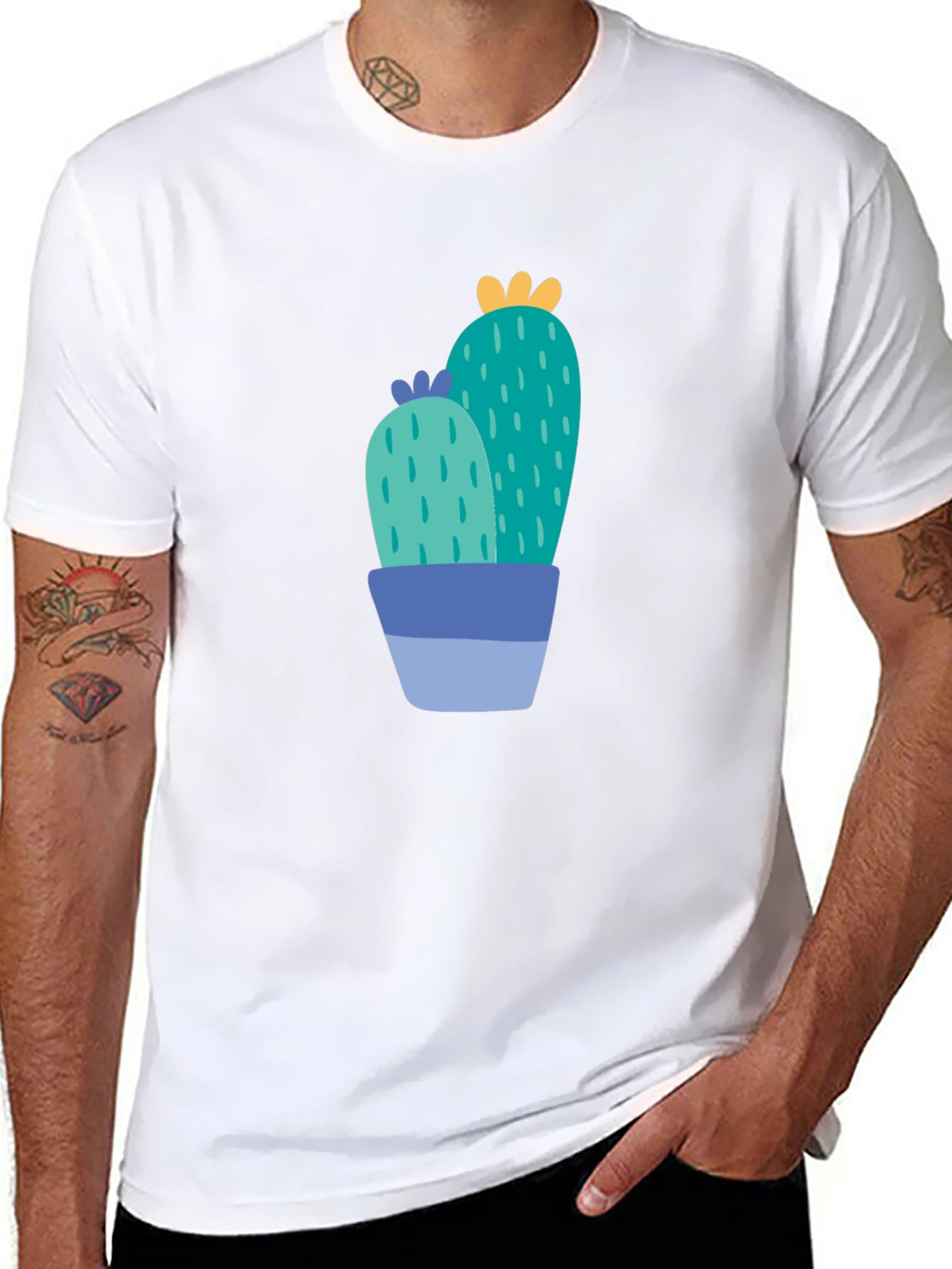 Cactus Graphic Print Black T-Shirt