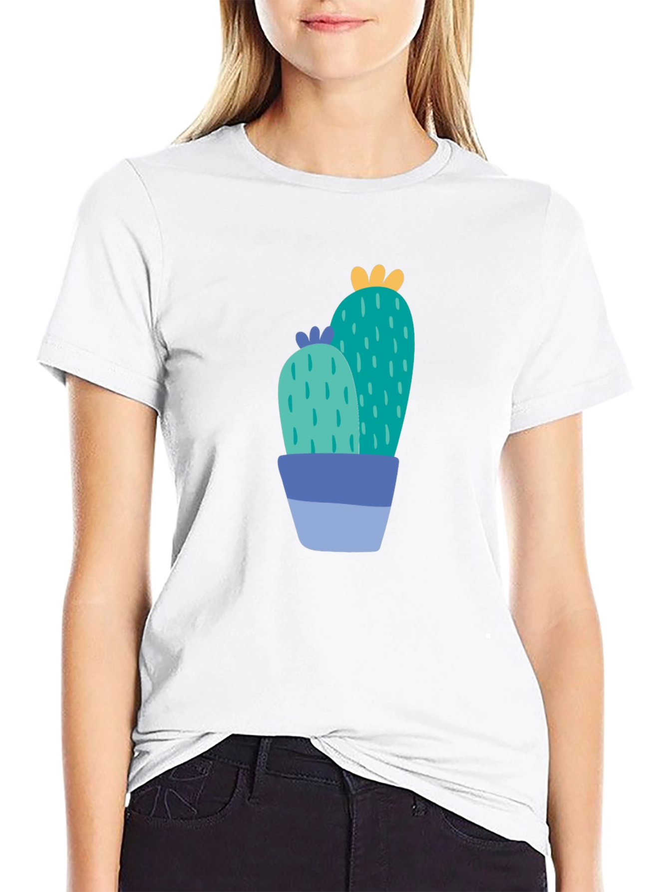 Cactus Graphic Print Black T-Shirt