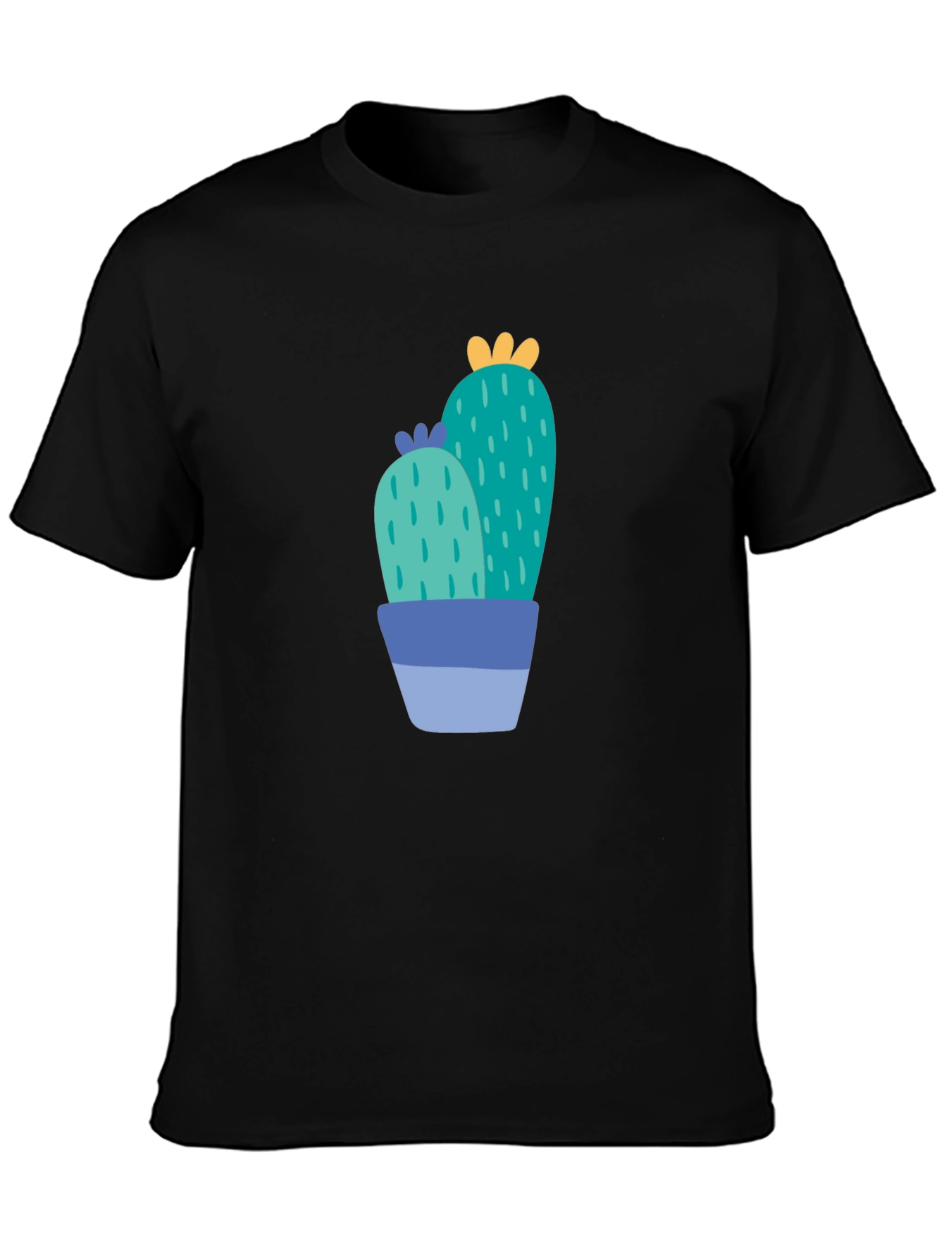 Cactus Graphic Print Black T-Shirt