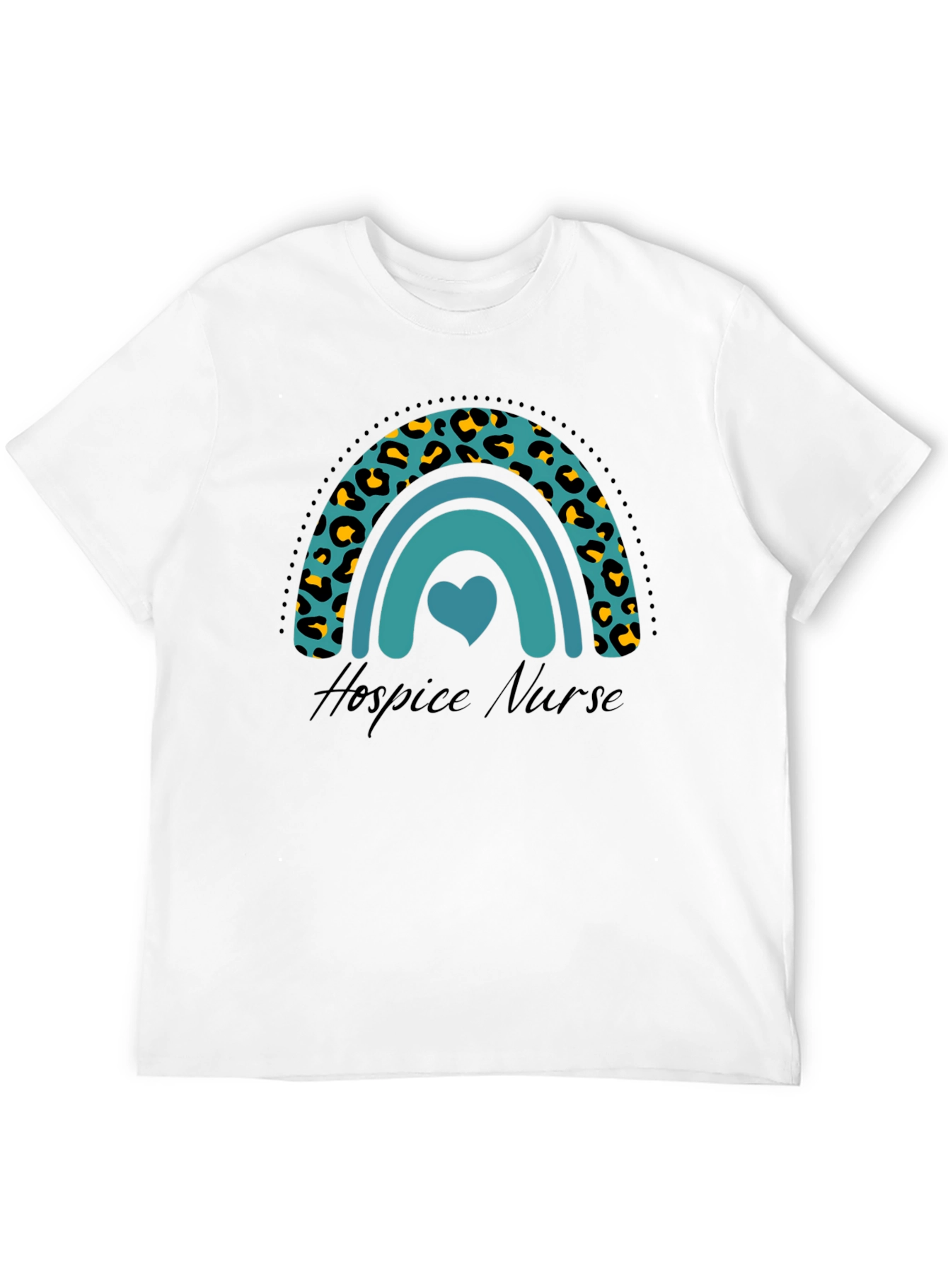 Hospice Nurse Rainbow Leopard Print Graphic T-Shirt