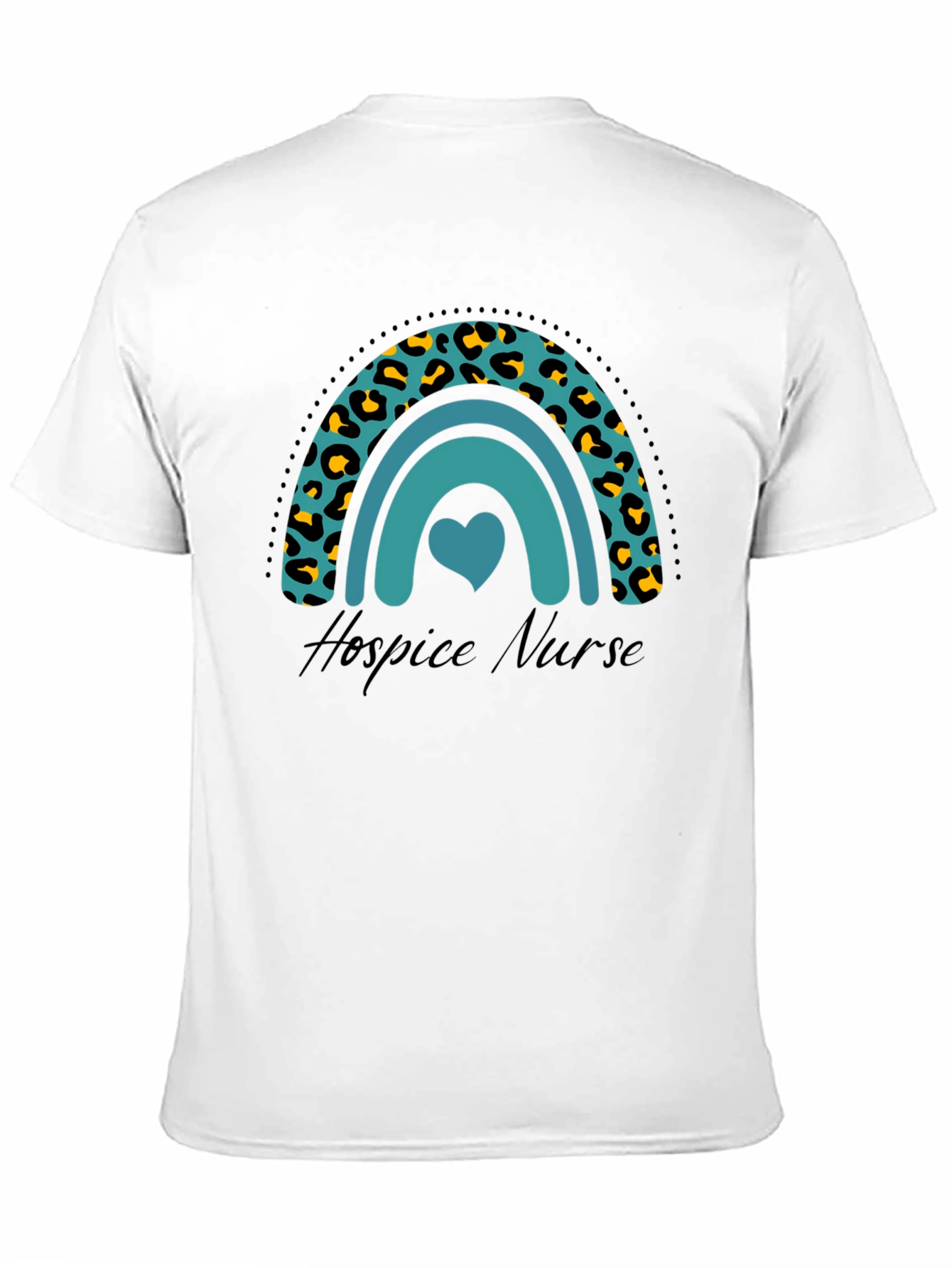 Hospice Nurse Rainbow Leopard Print Graphic T-Shirt