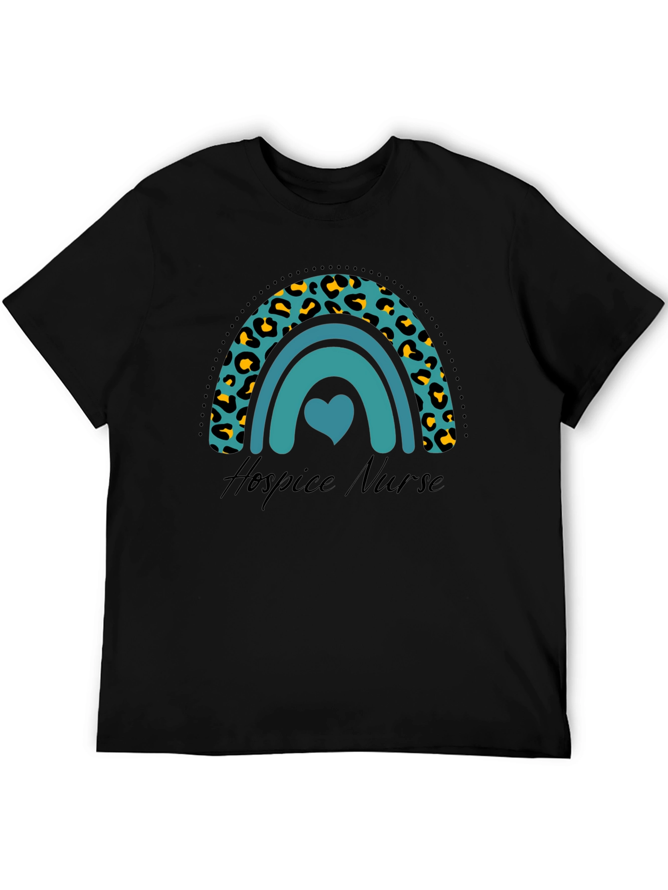 Hospice Nurse Rainbow Leopard Print Graphic T-Shirt