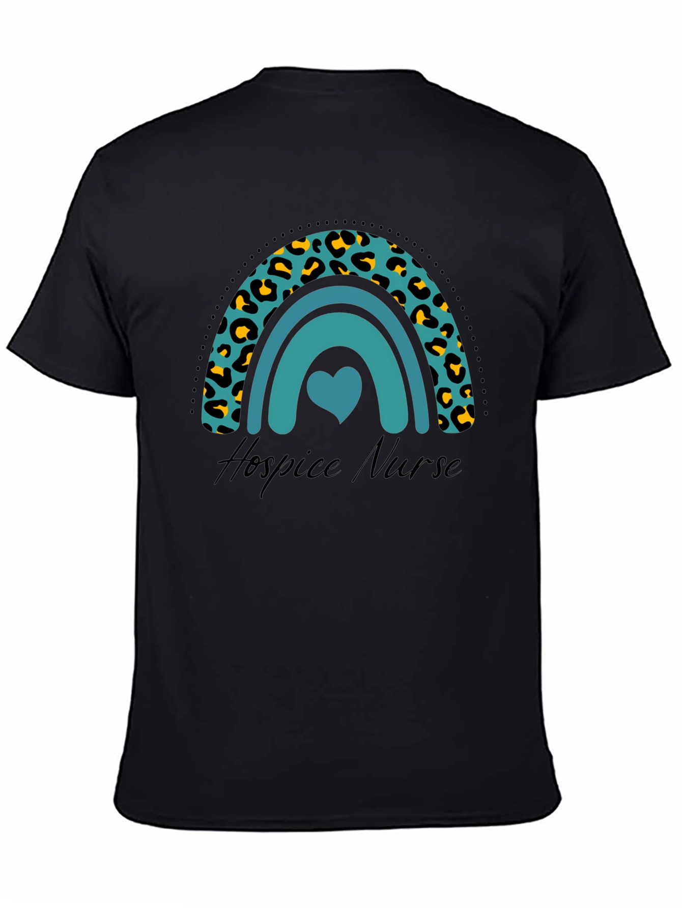 Hospice Nurse Rainbow Leopard Print Graphic T-Shirt