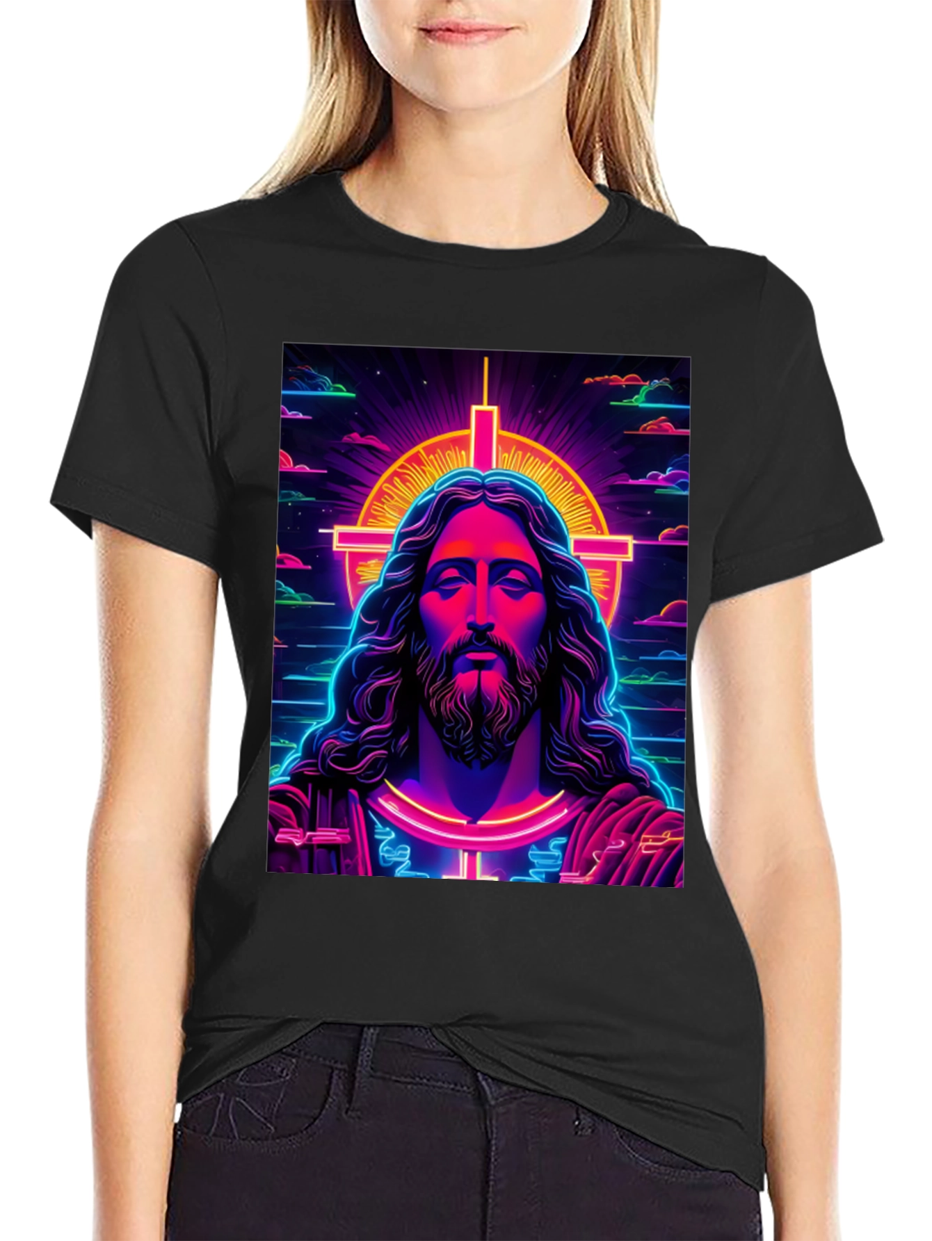 Neon Jesus Graphic T-Shirt