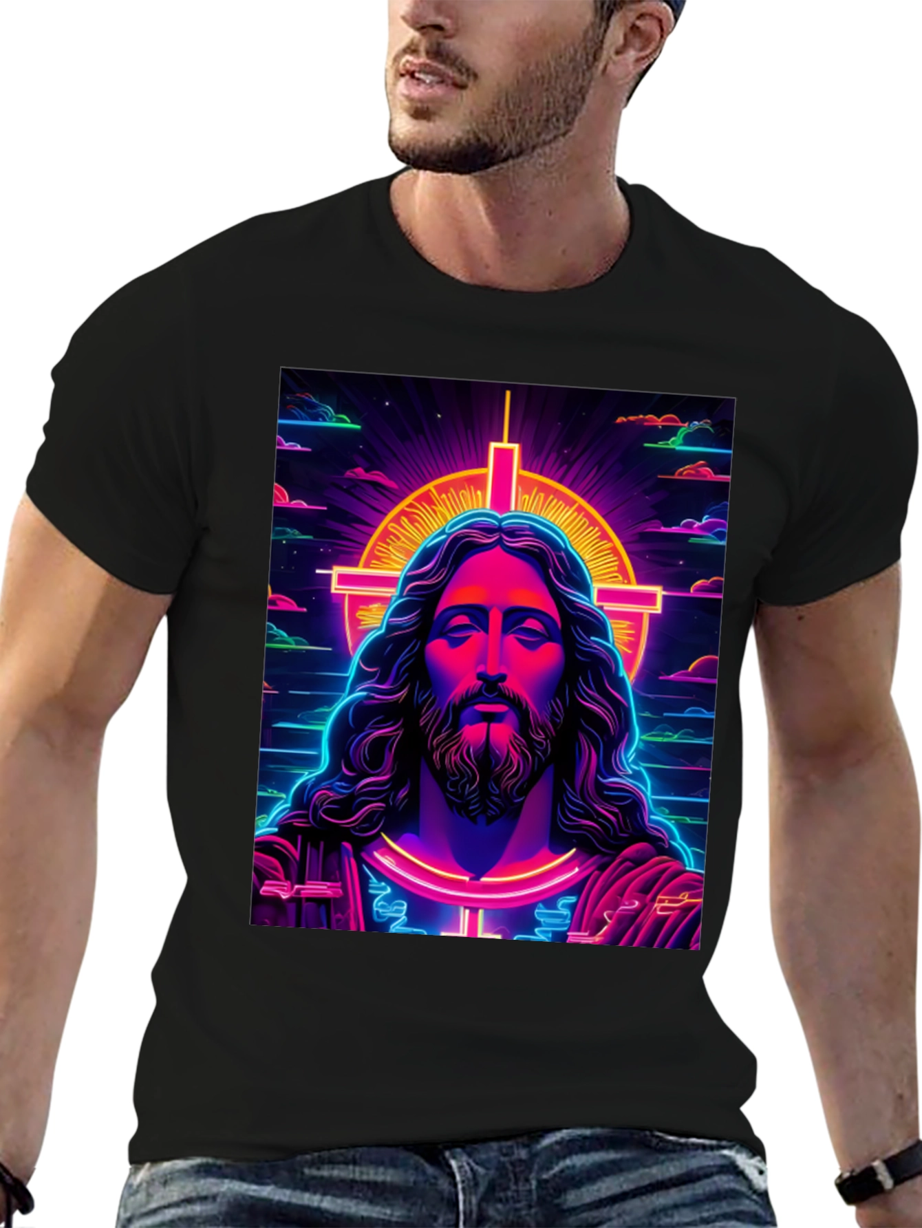 Neon Jesus Graphic T-Shirt