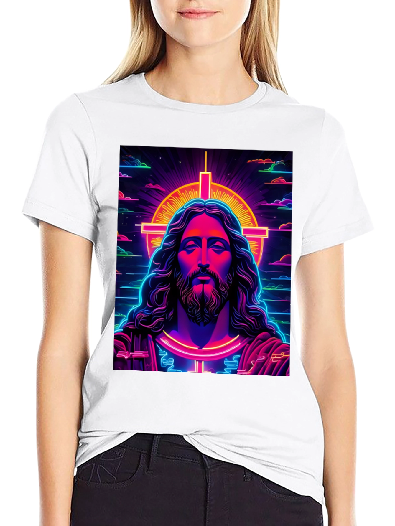 Neon Jesus Graphic T-Shirt