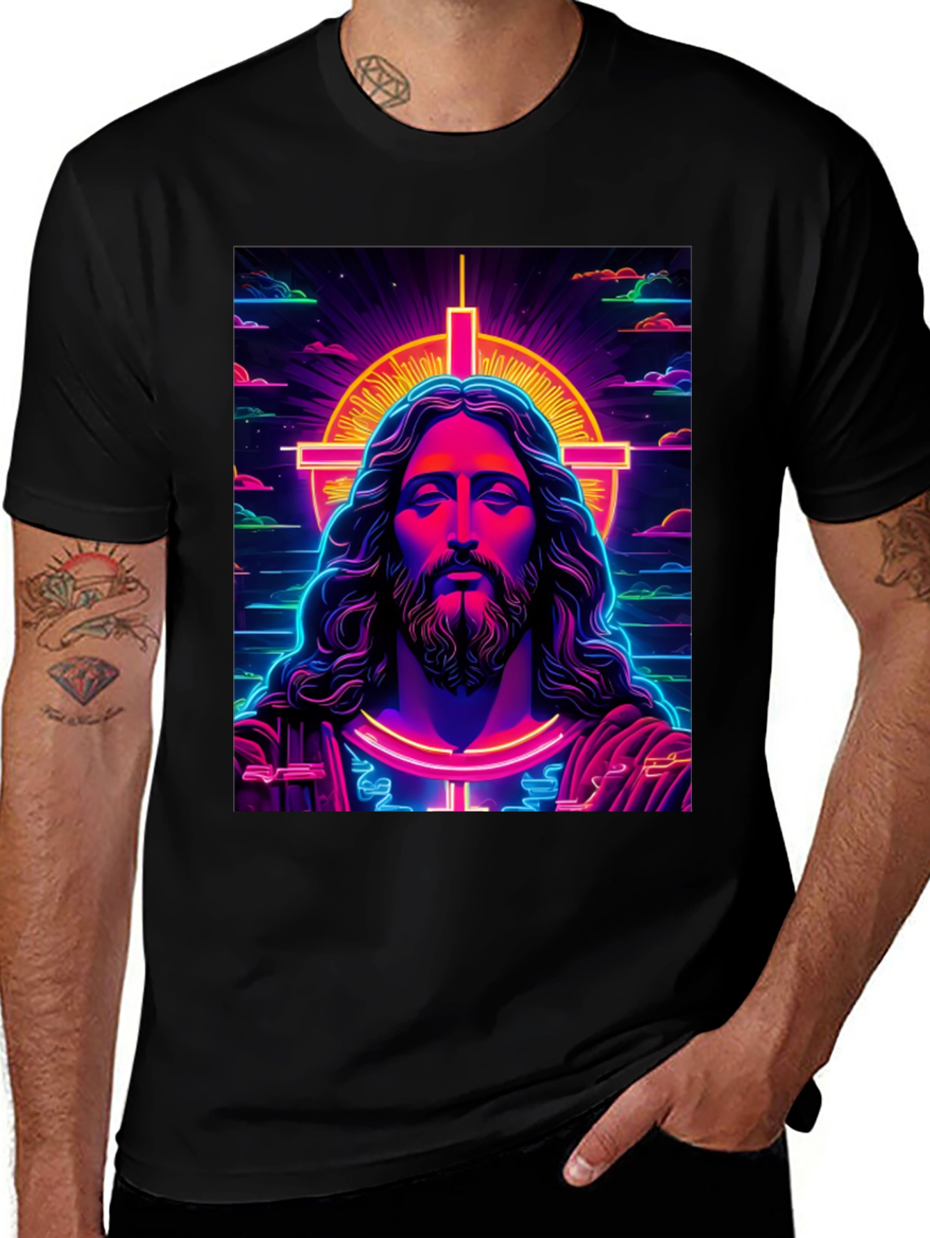 Neon Jesus Graphic T-Shirt