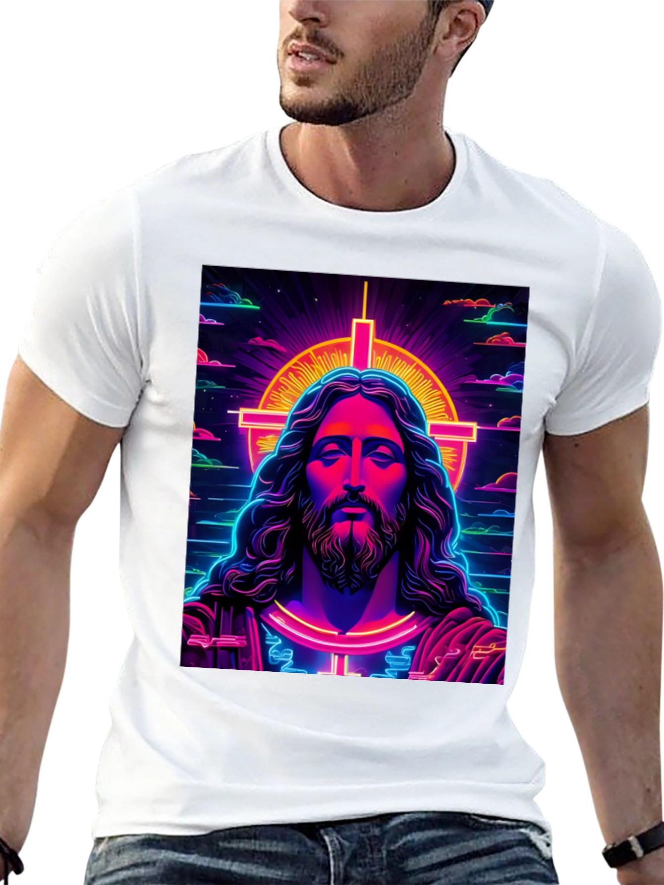 Neon Jesus Graphic T-Shirt