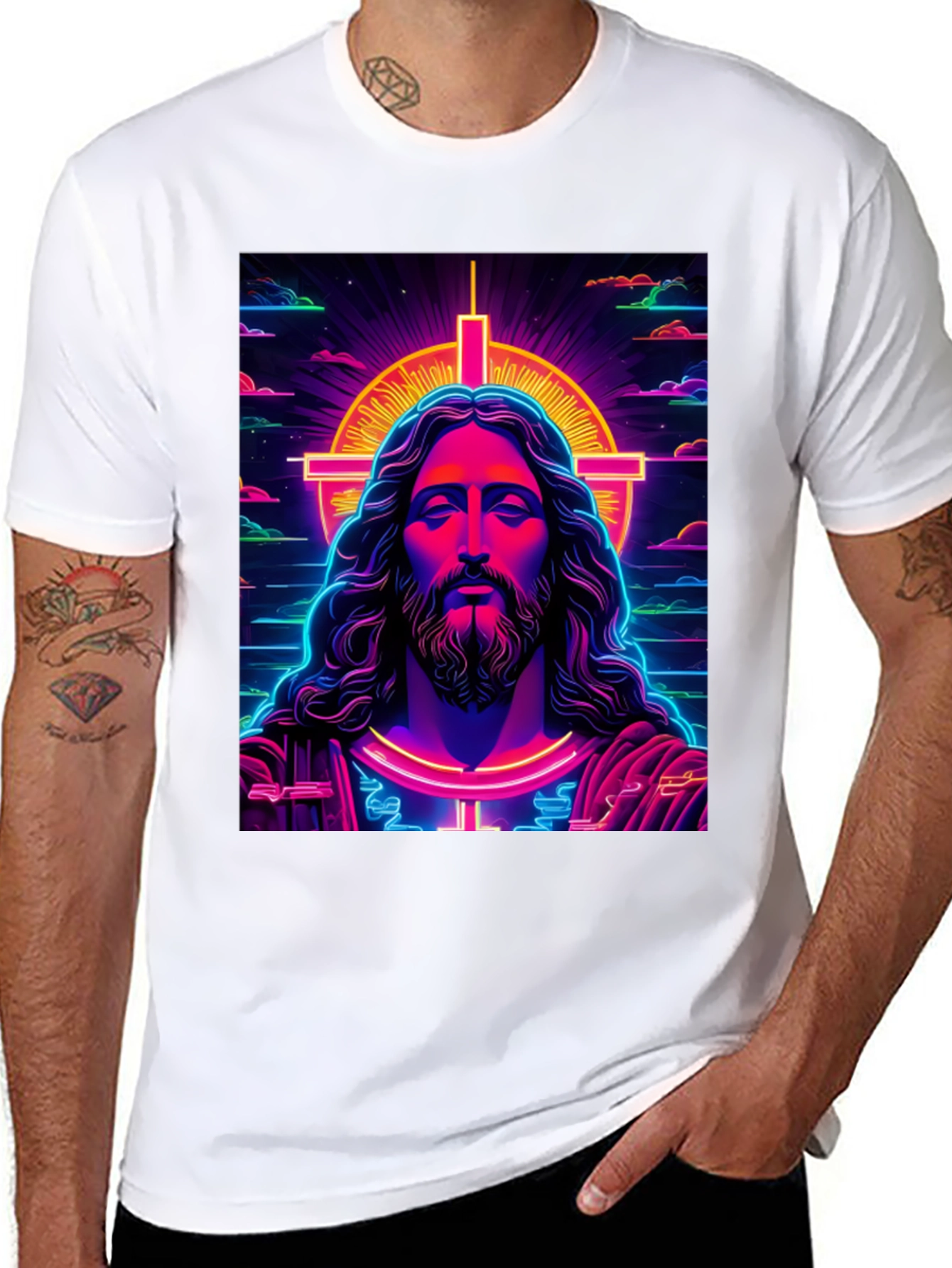 Neon Jesus Graphic T-Shirt