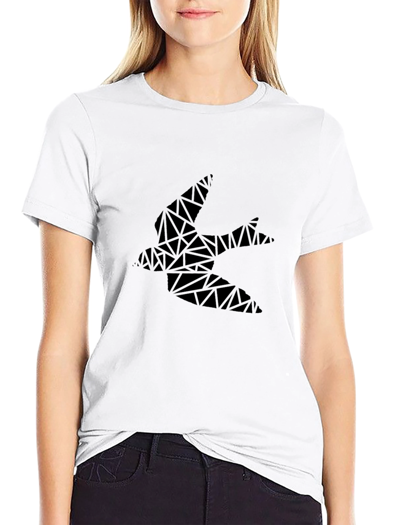 Geometric Swallow T-Shirt - Modern Black Tee