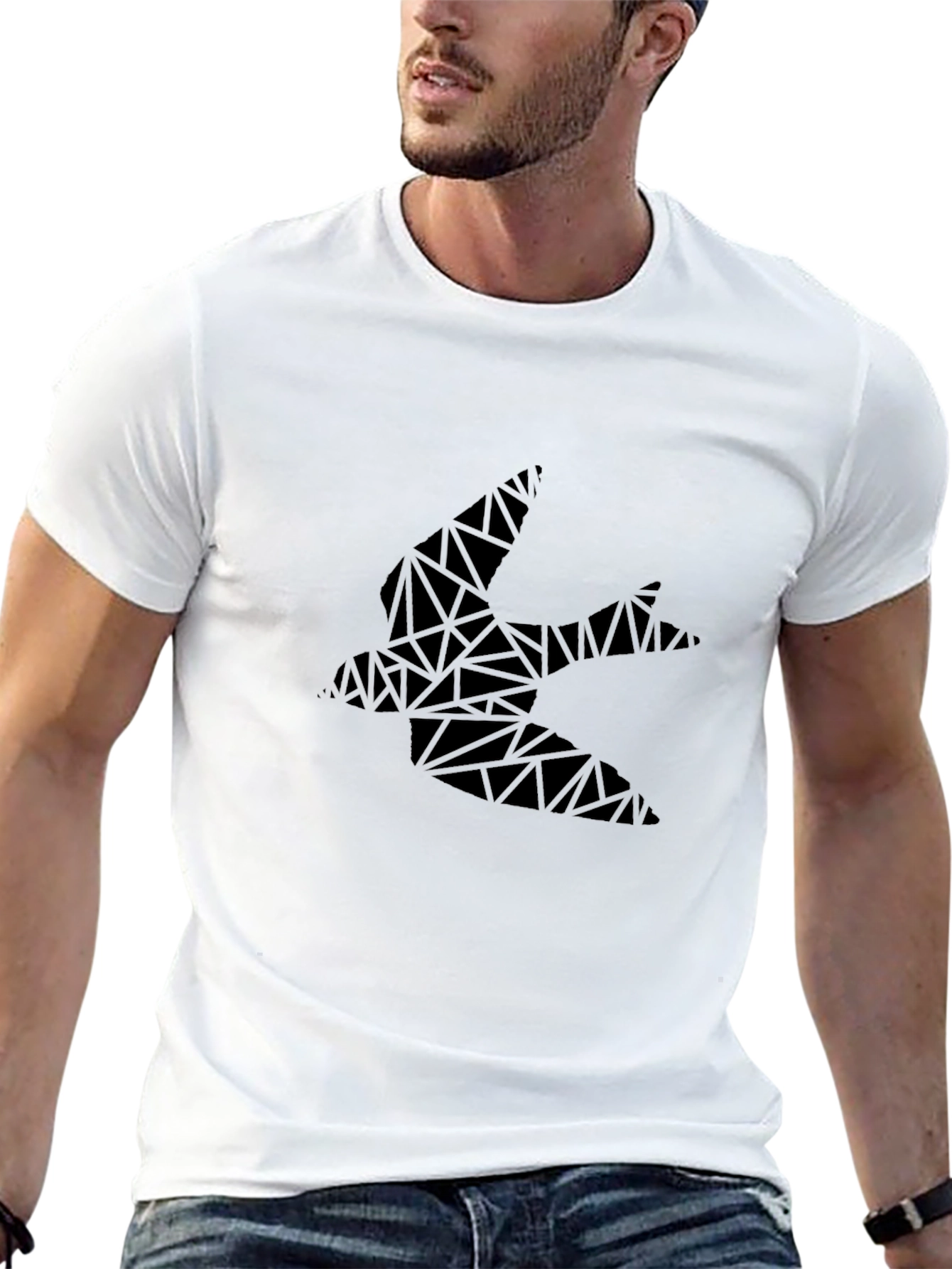 Geometric Swallow T-Shirt - Modern Black Tee