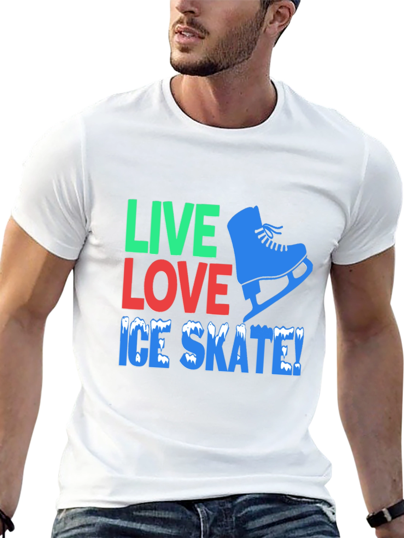 Live Love Ice Skate Black Graphic T-Shirt