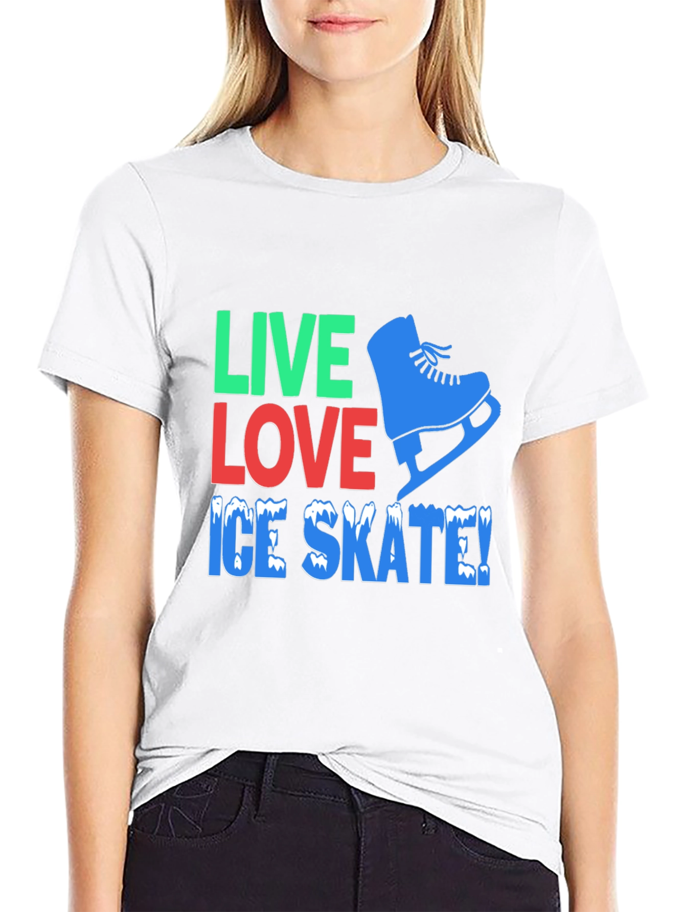 Live Love Ice Skate Black Graphic T-Shirt