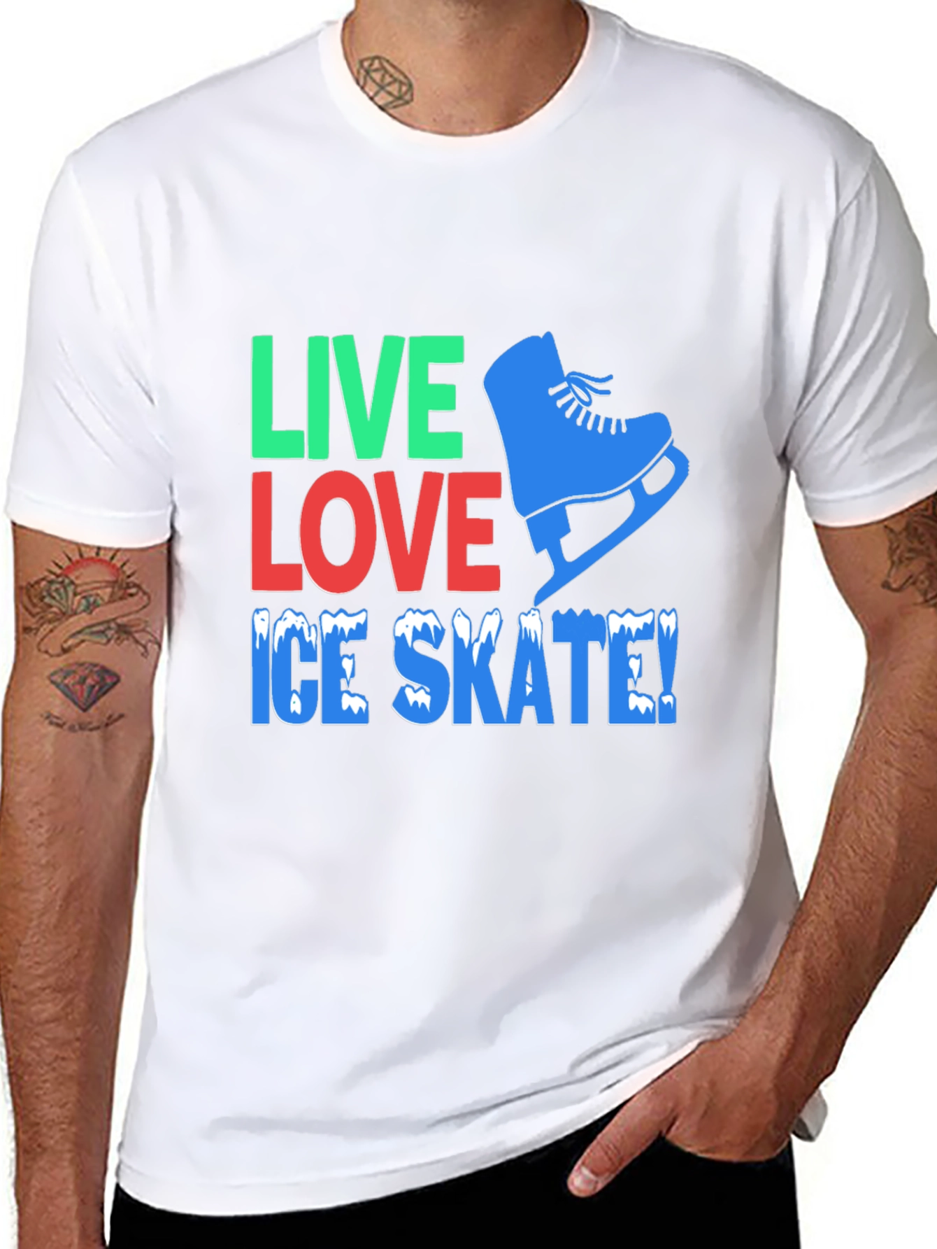 Live Love Ice Skate Black Graphic T-Shirt