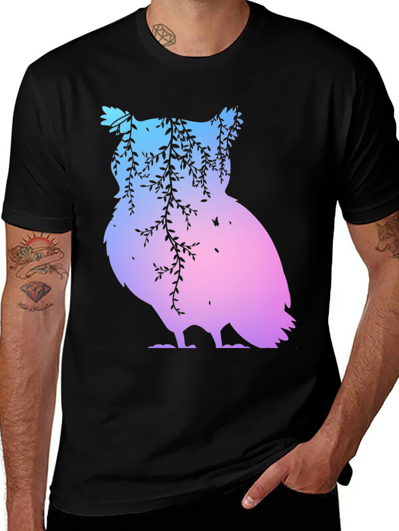 Gradient Owl Graphic T-Shirt