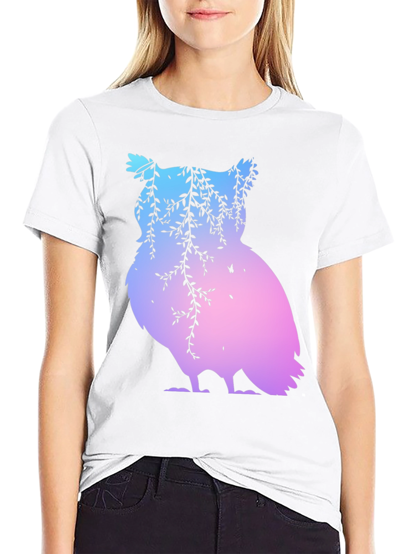 Gradient Owl Graphic T-Shirt