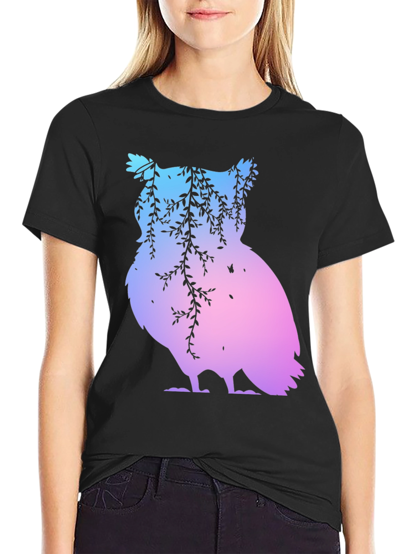 Gradient Owl Graphic T-Shirt