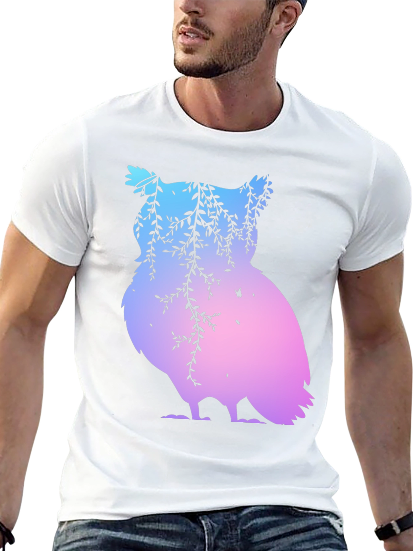 Gradient Owl Graphic T-Shirt