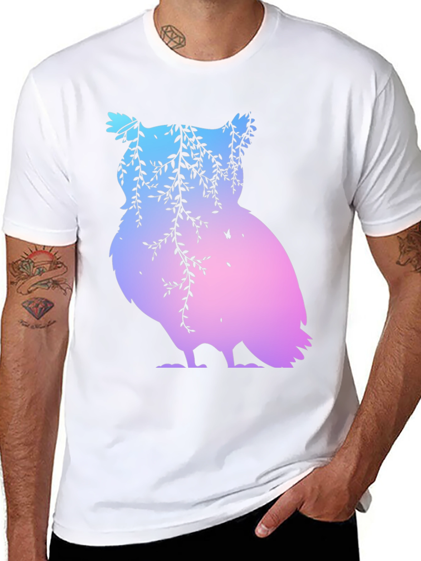 Gradient Owl Graphic T-Shirt