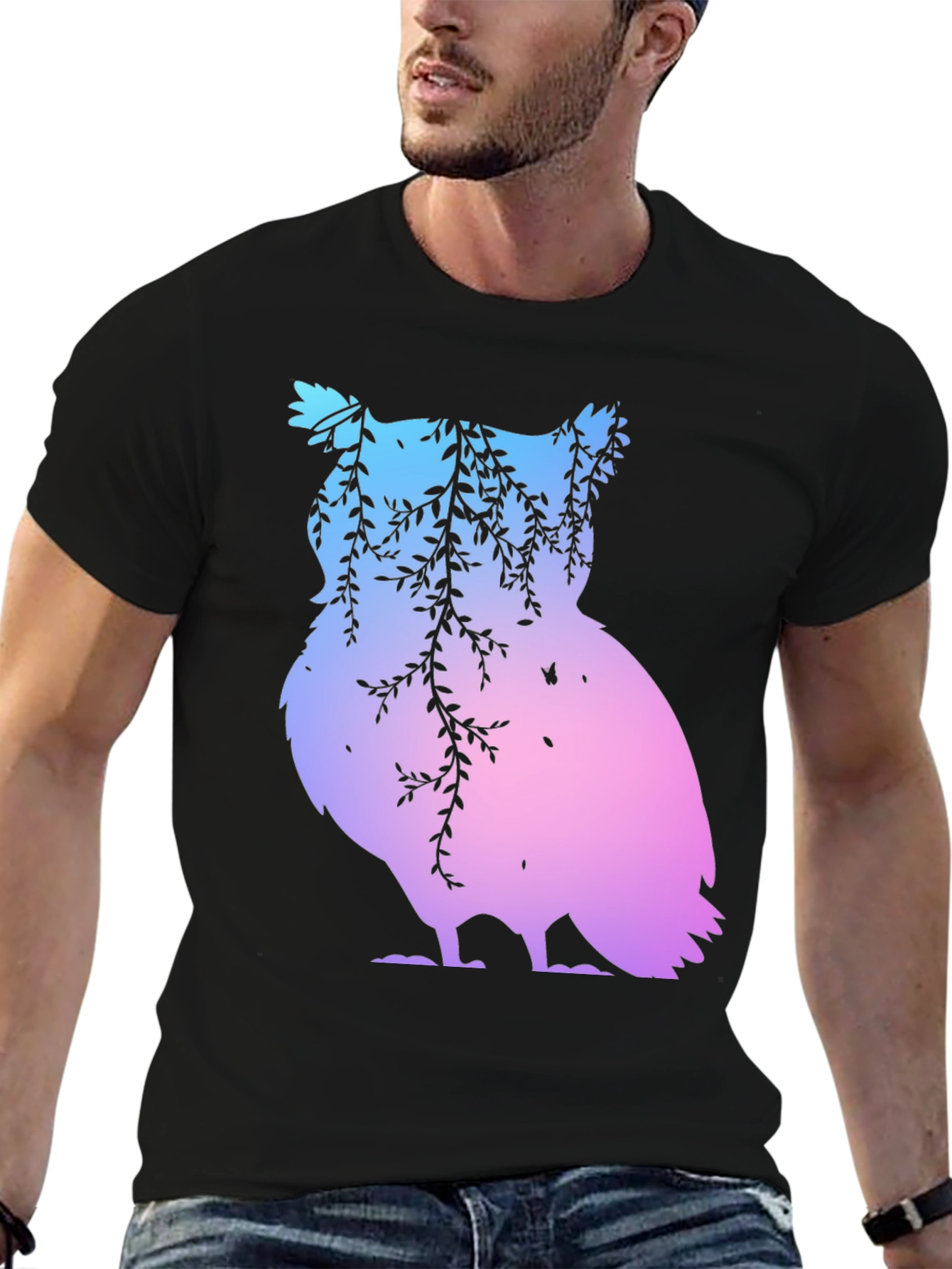 Gradient Owl Graphic T-Shirt