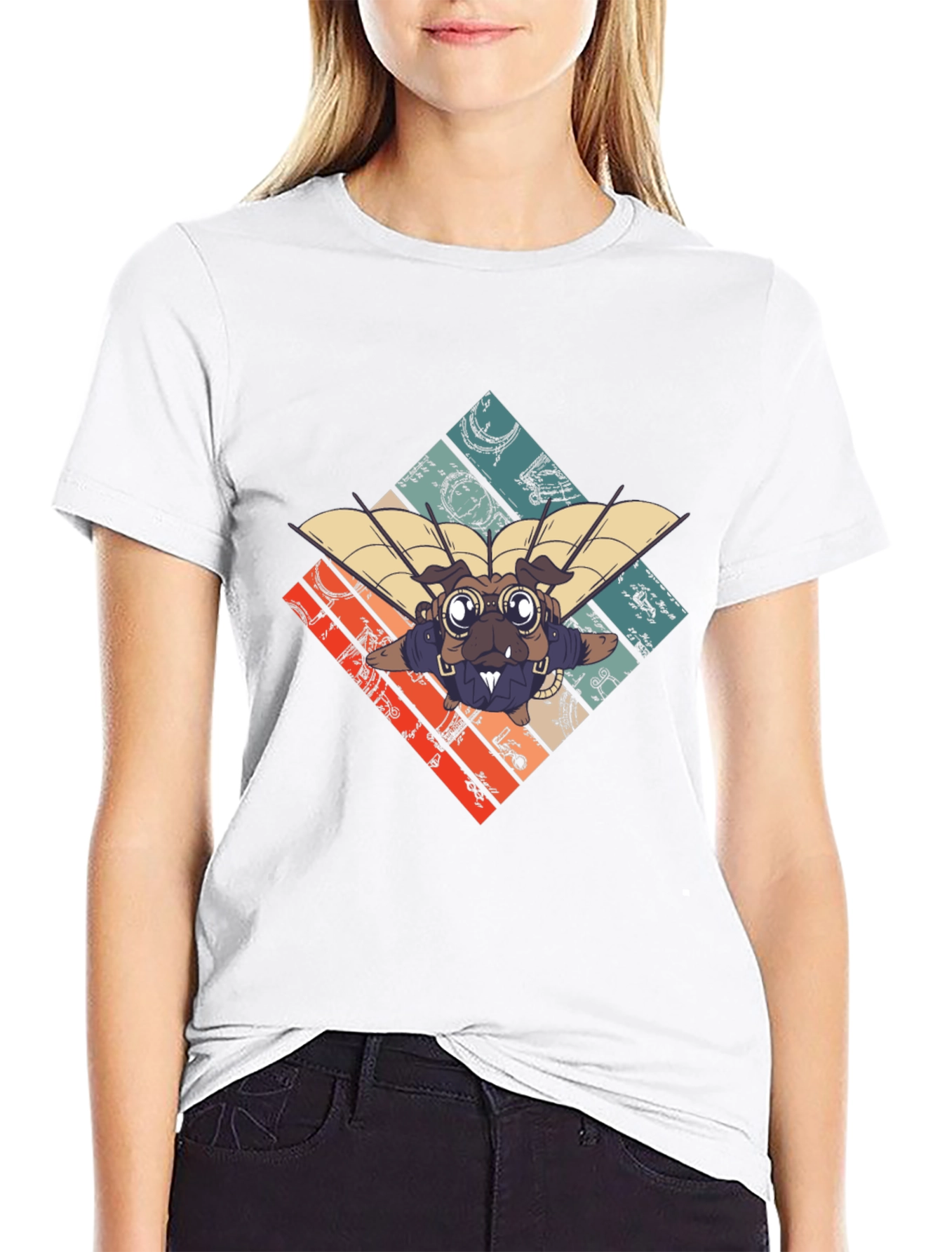 Steampunk Pug Pilot Graphic Tee