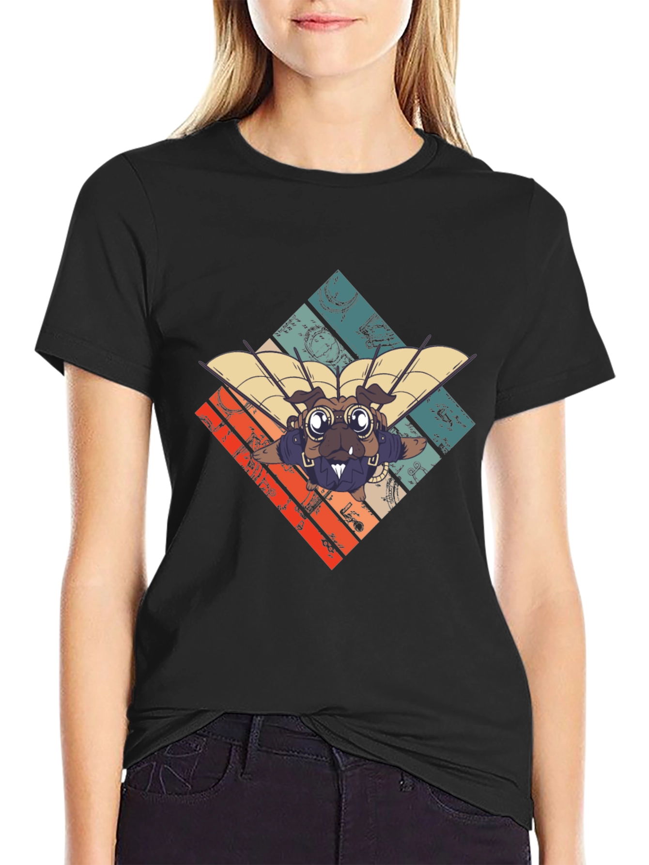 Steampunk Pug Pilot Graphic Tee