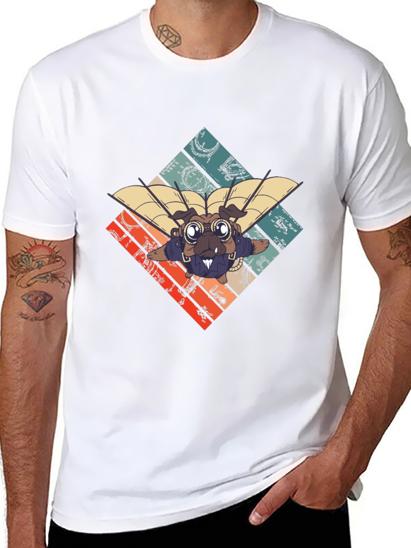 Steampunk Pug Pilot Graphic Tee
