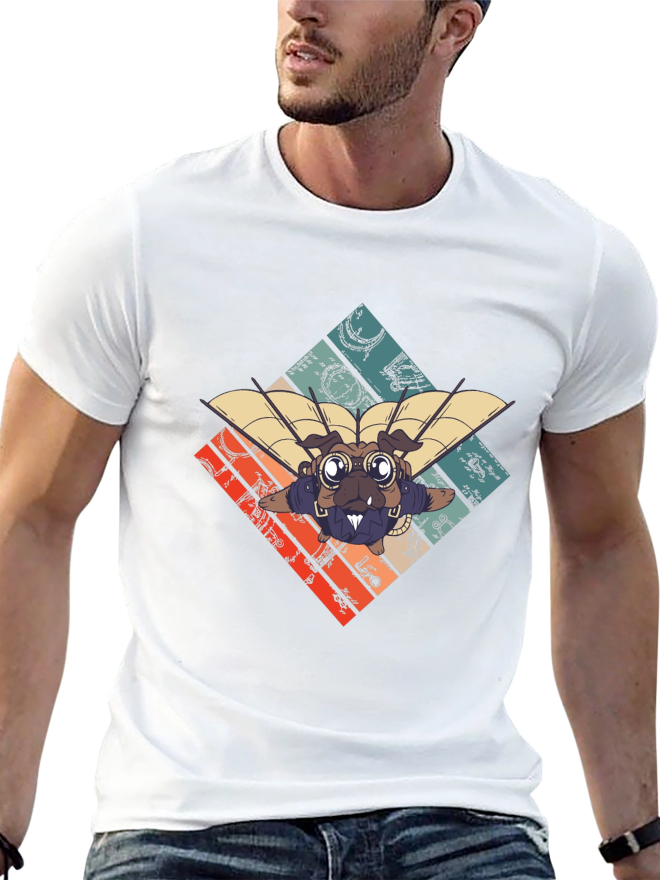 Steampunk Pug Pilot Graphic Tee
