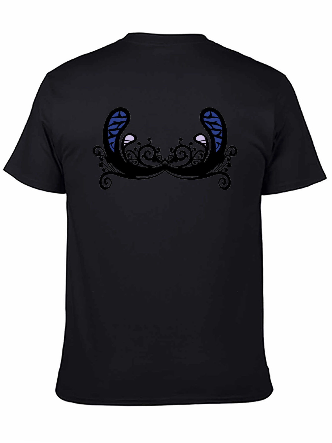 Novelty Graphic T-Shirt - Quirky Mustache Design Black Tee