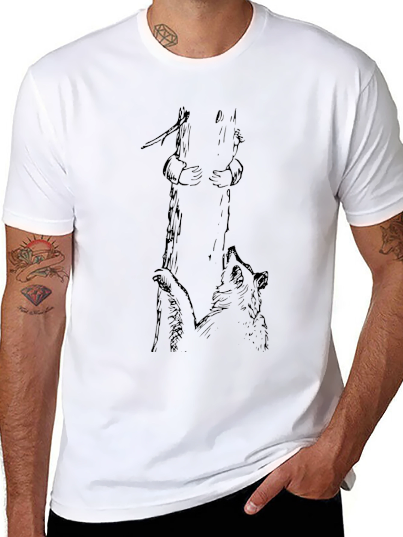 Bear Hug Tree Graphic Tee - Black