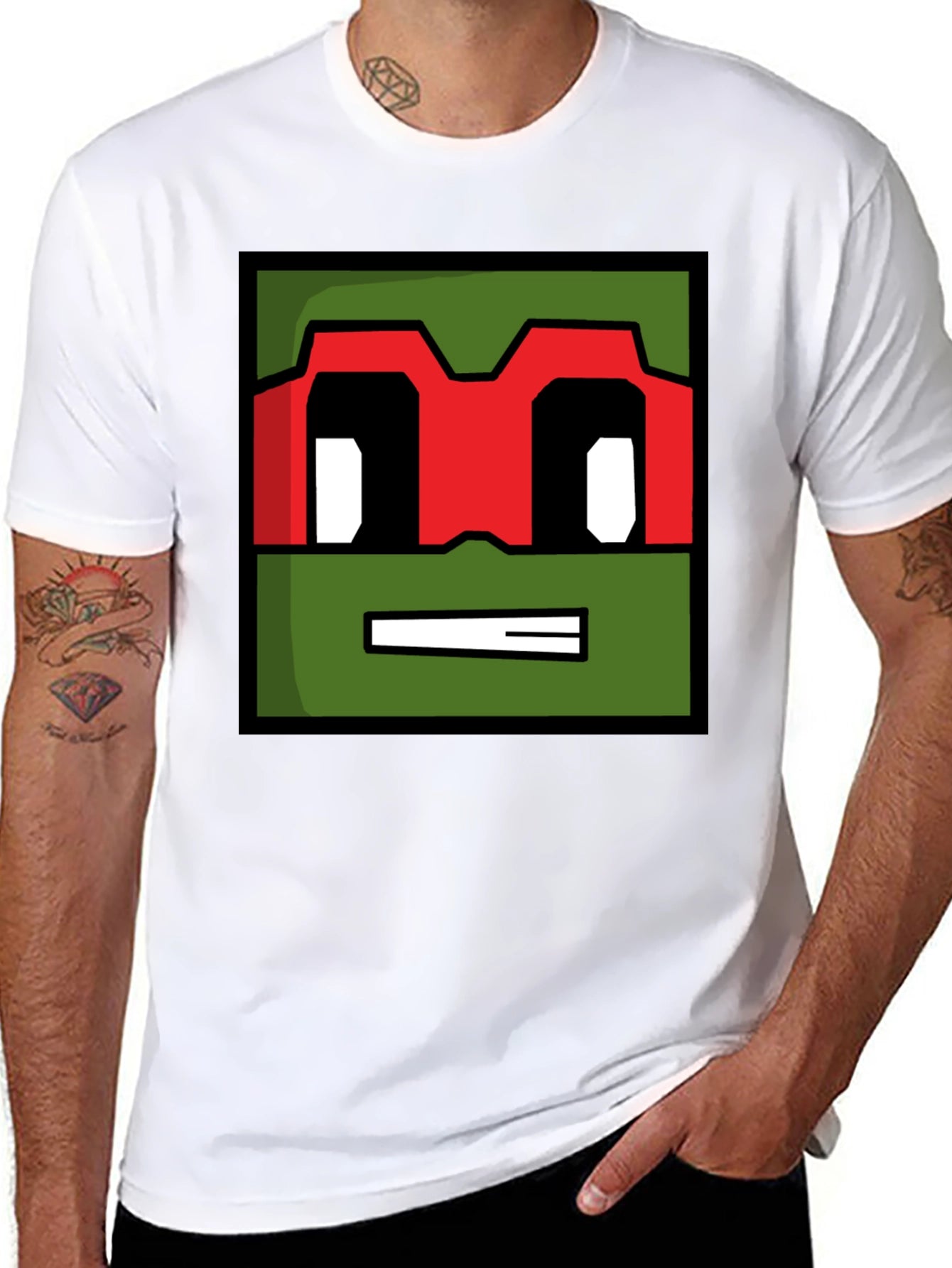 Pixelated Ninja Turtle Graphic Tee - Black