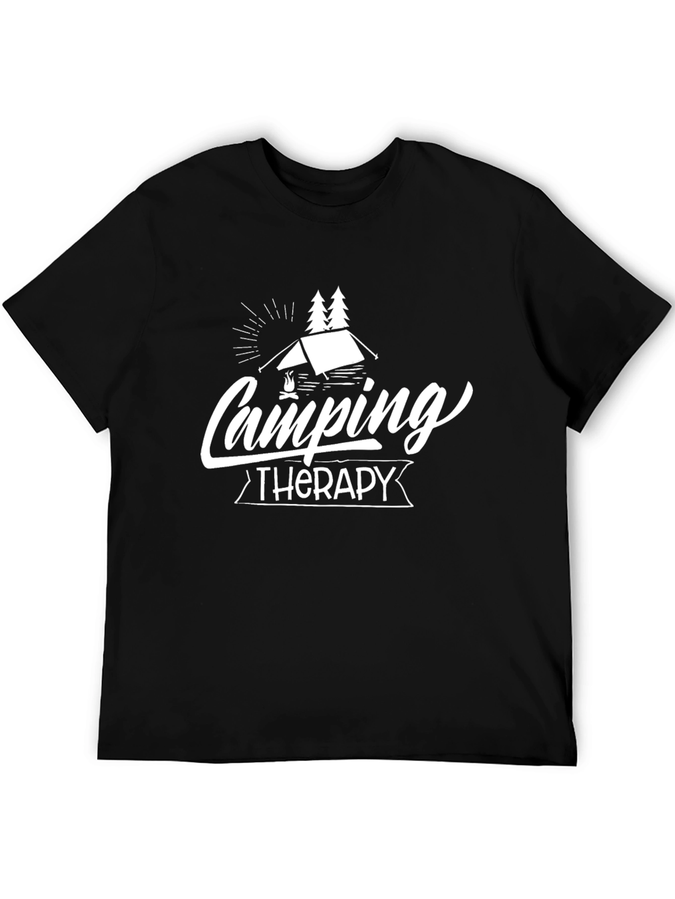 Camping Therapy Graphic Tee - Black Cotton T-Shirt