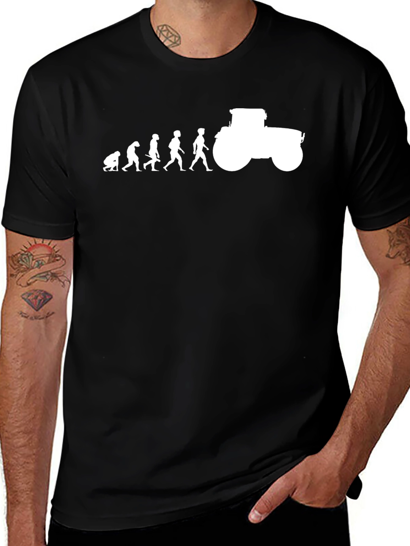 Evolution to Tractor Mens Graphic T-Shirt