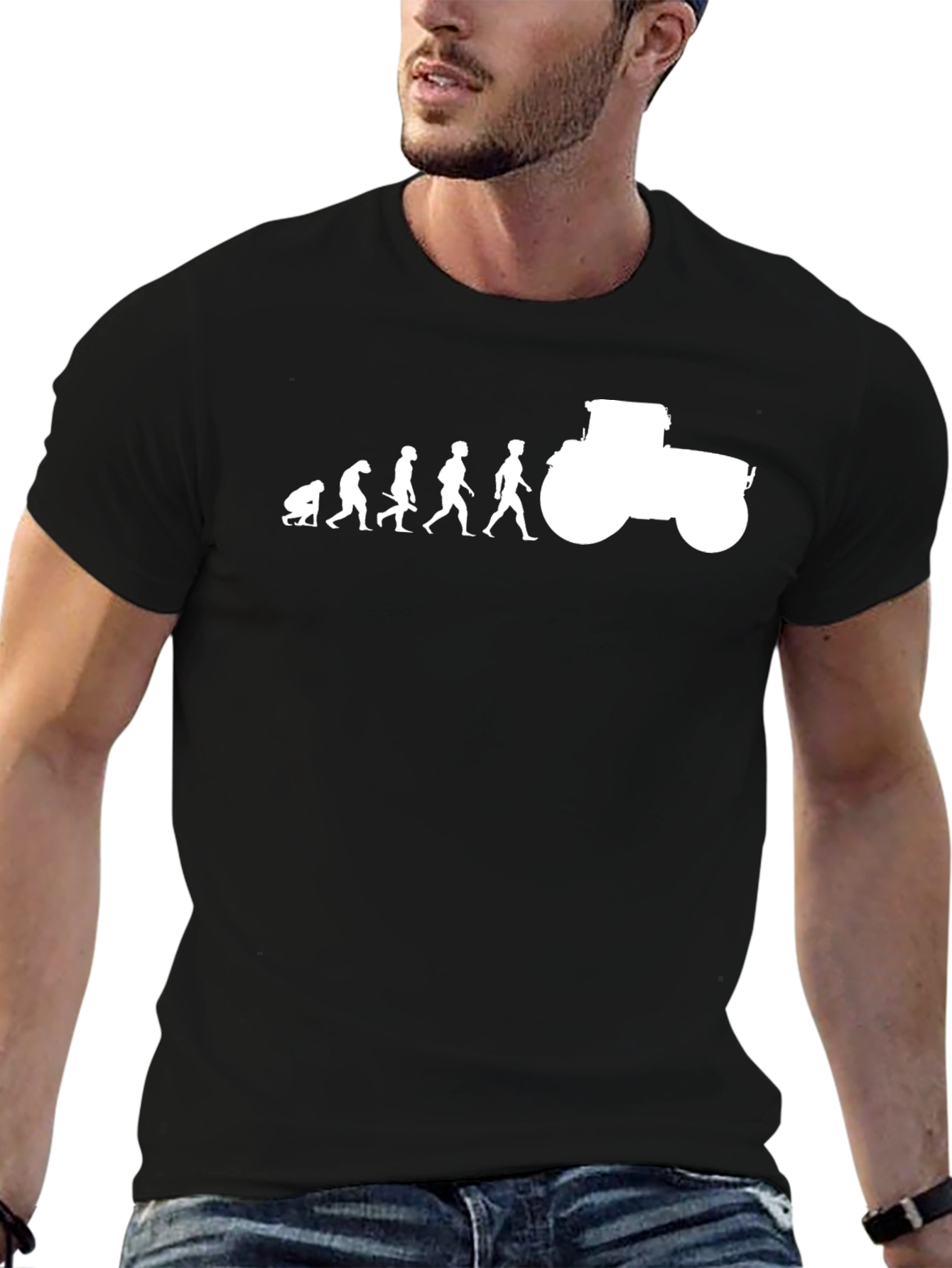 Evolution to Tractor Mens Graphic T-Shirt