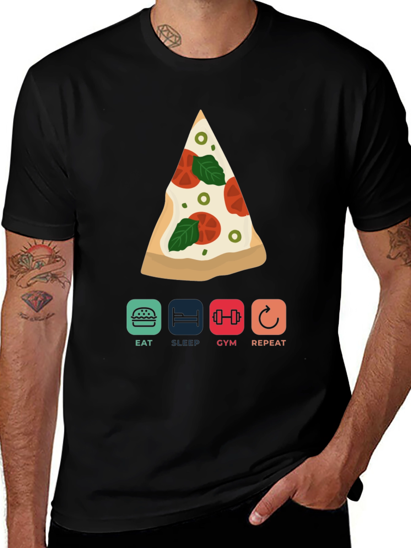 Eat Sleep Gym Pizza Repeat Graphic Tee