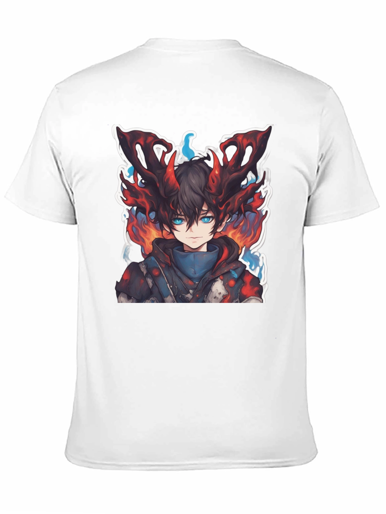 Anime Boy Graphic Tee - Fire Aura Design