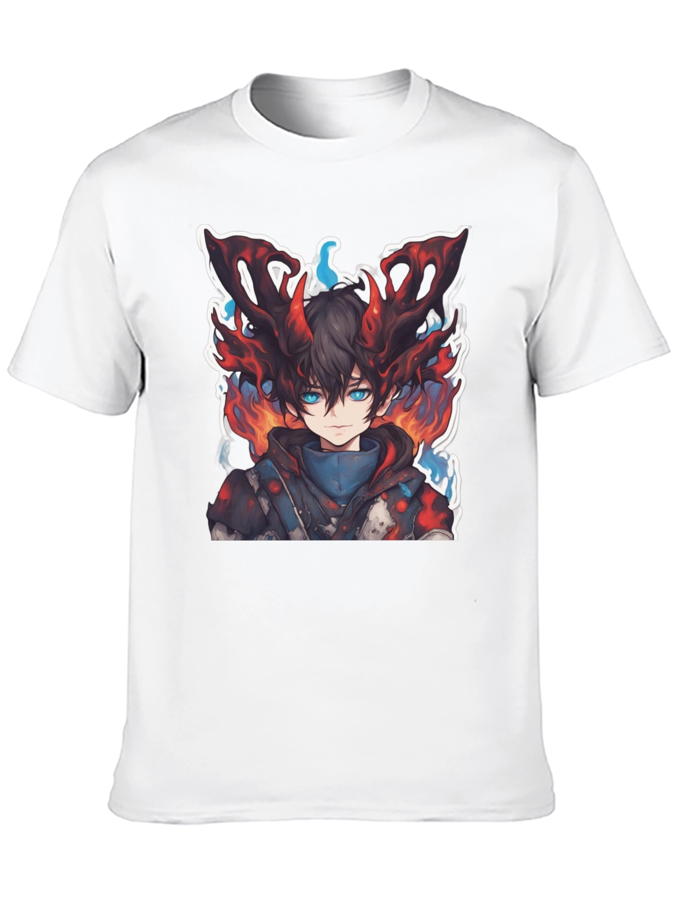 Anime Boy Graphic Tee - Fire Aura Design