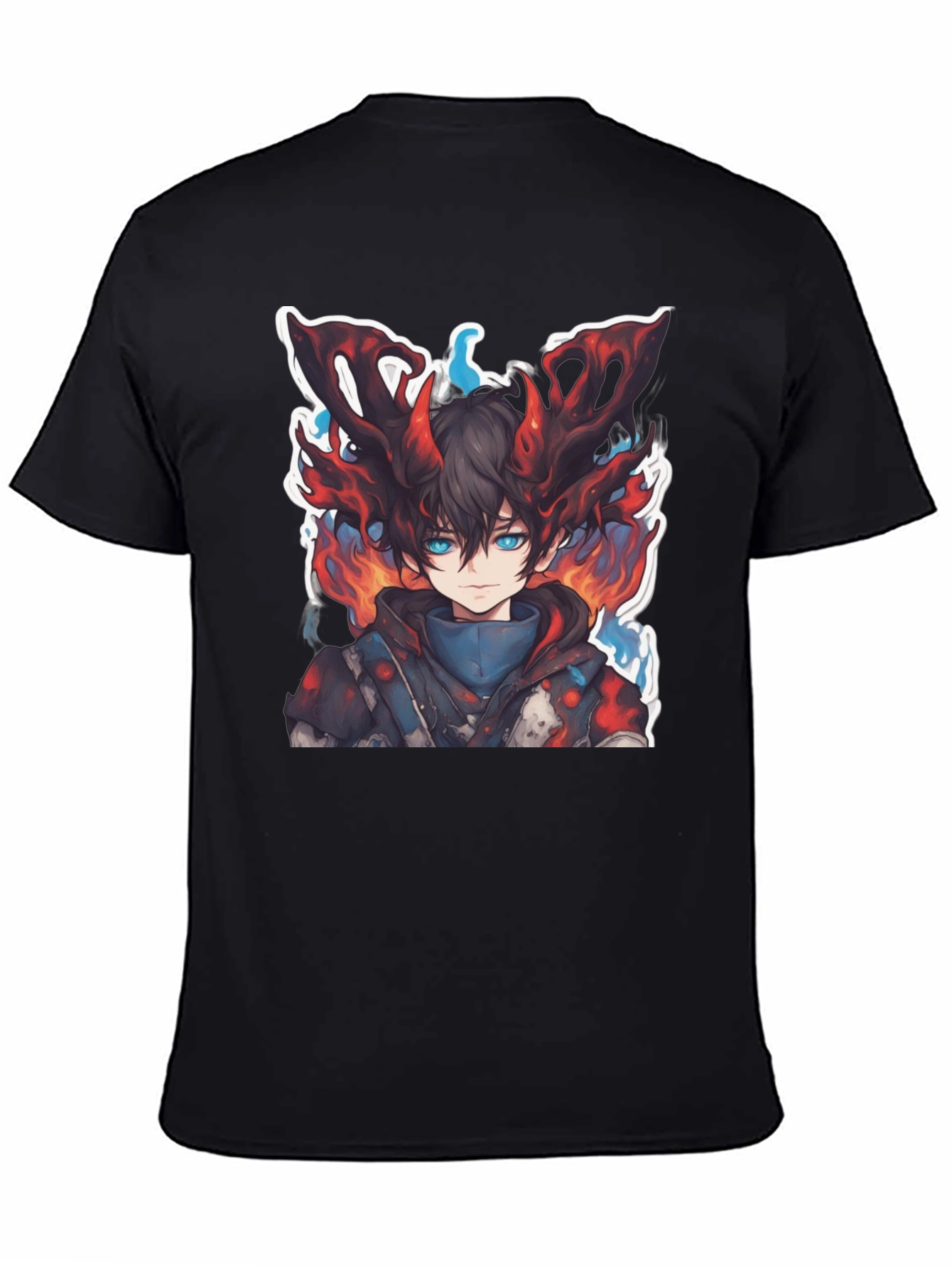 Anime Boy Graphic Tee - Fire Aura Design