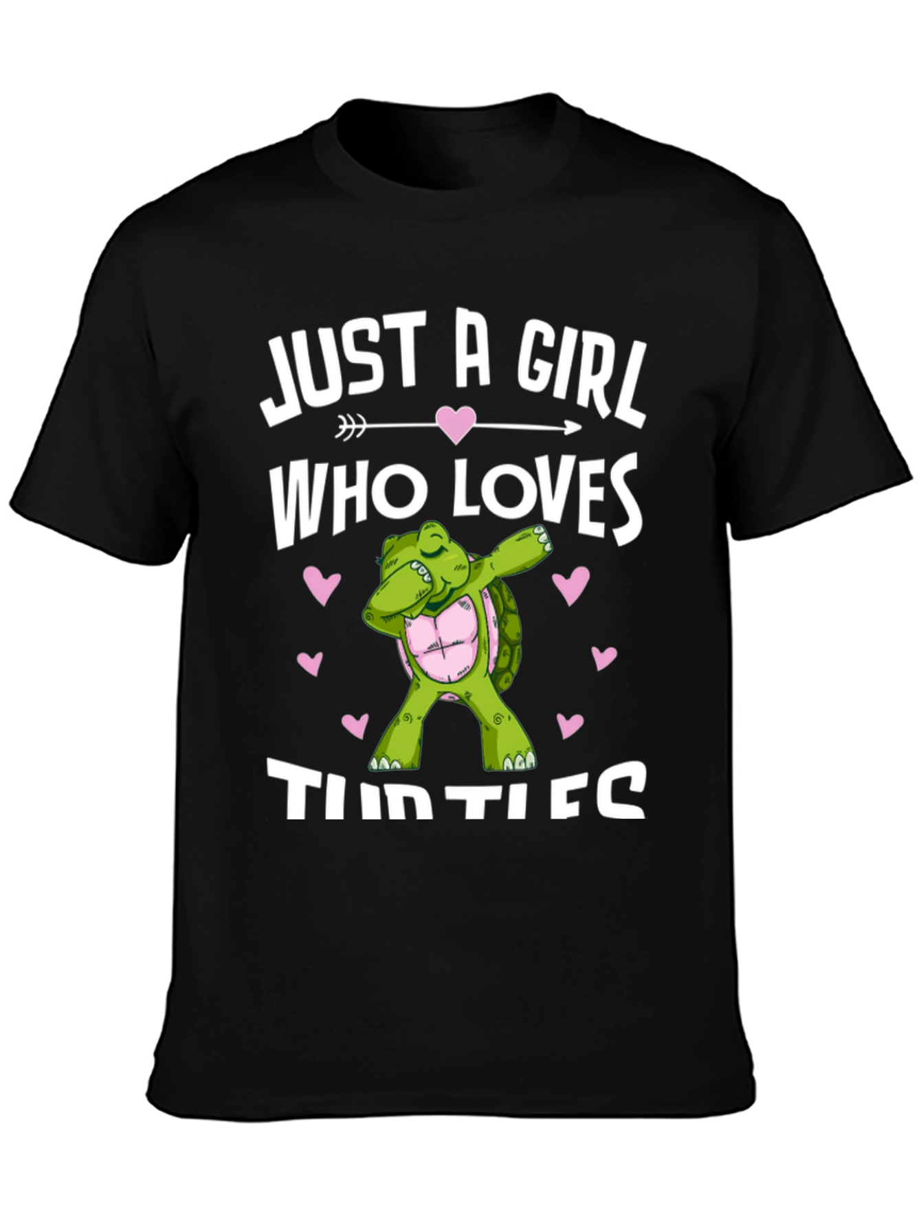 Girl Loves Turtles T-Shirt Dab Turtle Black Cotton Tee
