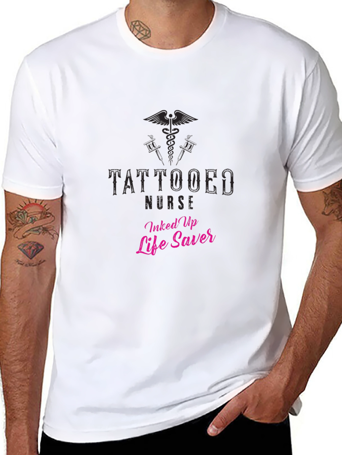 Tattooed Nurse Inked Up Life Saver Graphic T-Shirt