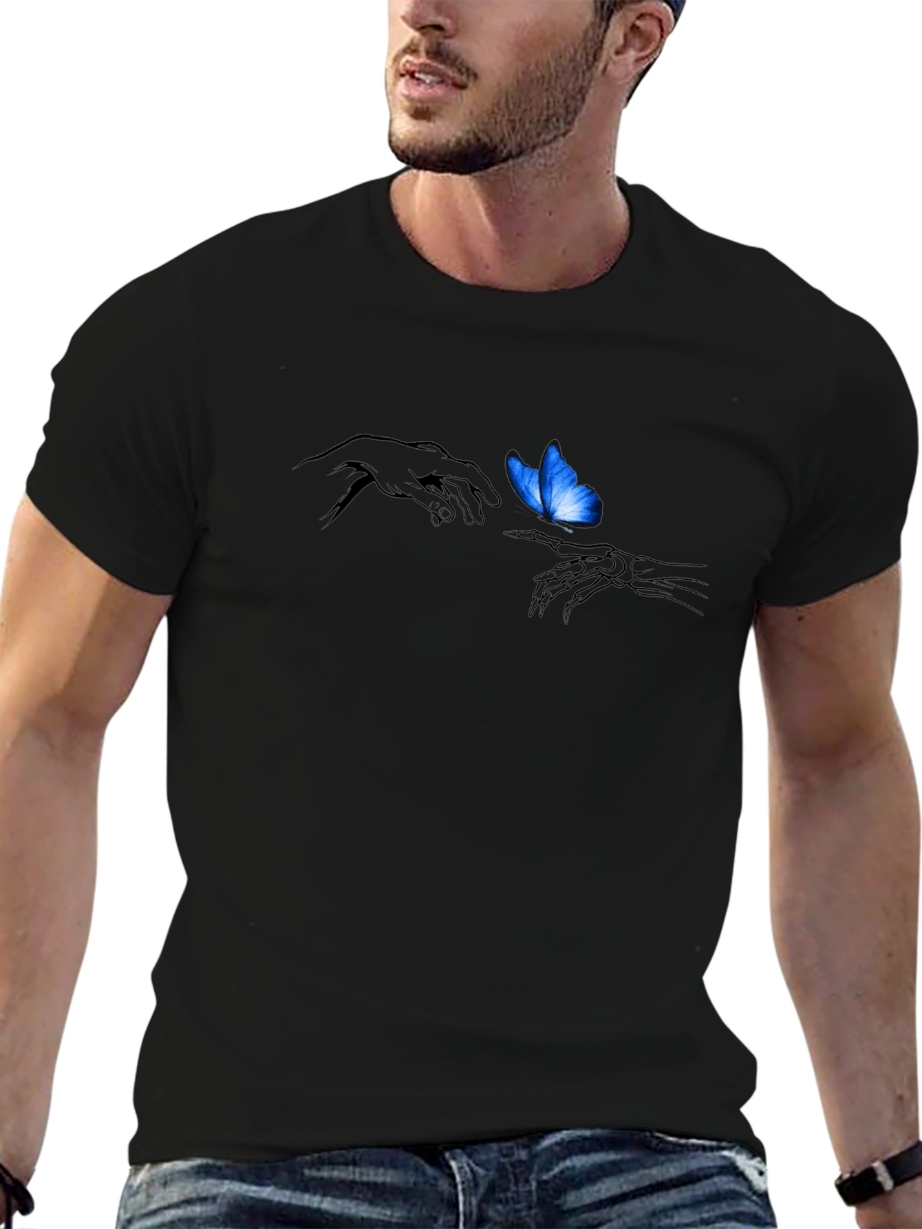 Butterfly Touch Graphic Black T-Shirt