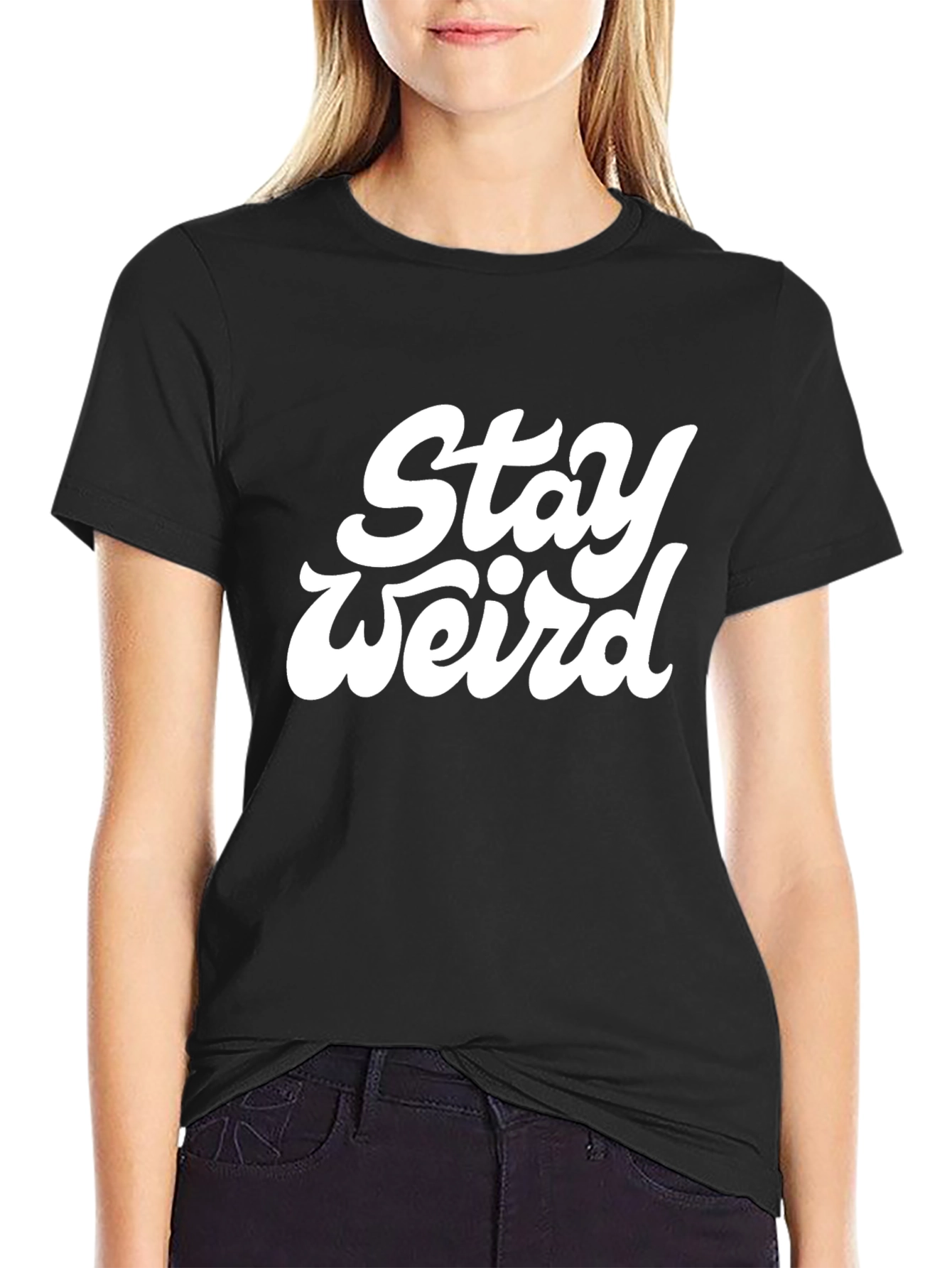 Stay Weird Graphic Tee - Black Cotton T-Shirt