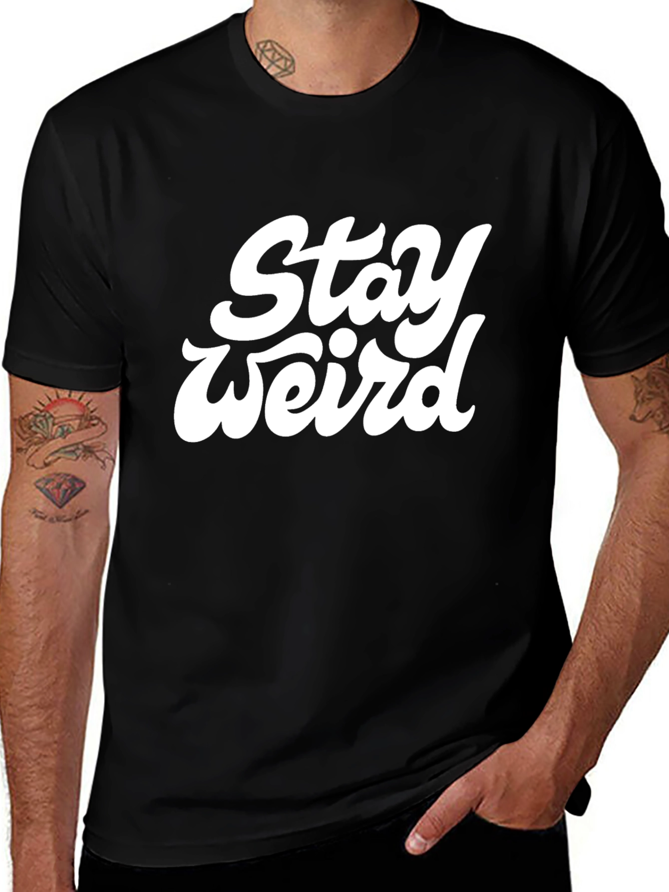 Stay Weird Graphic Tee - Black Cotton T-Shirt
