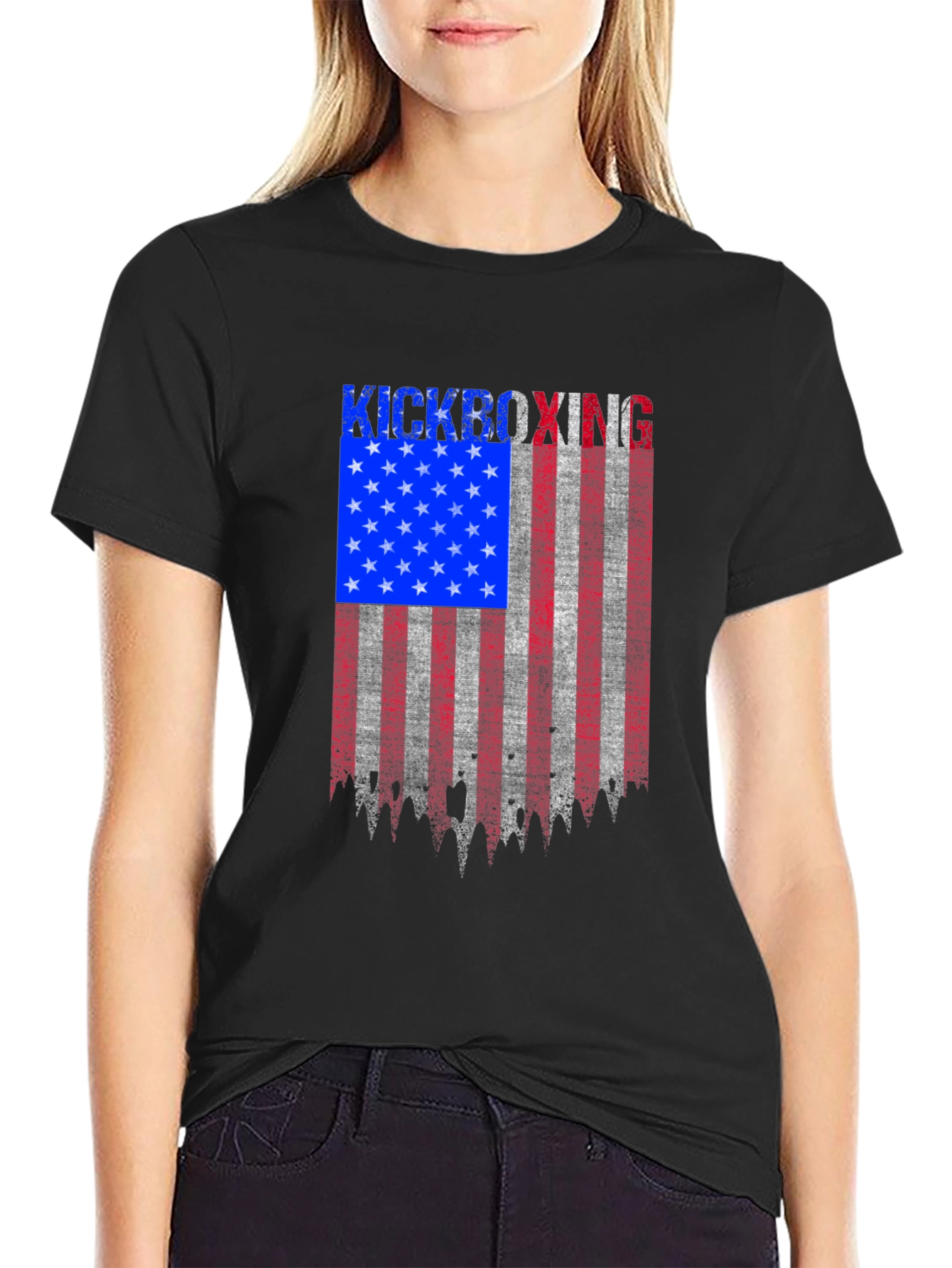 Kickboxing American Flag Patriotic T-Shirt