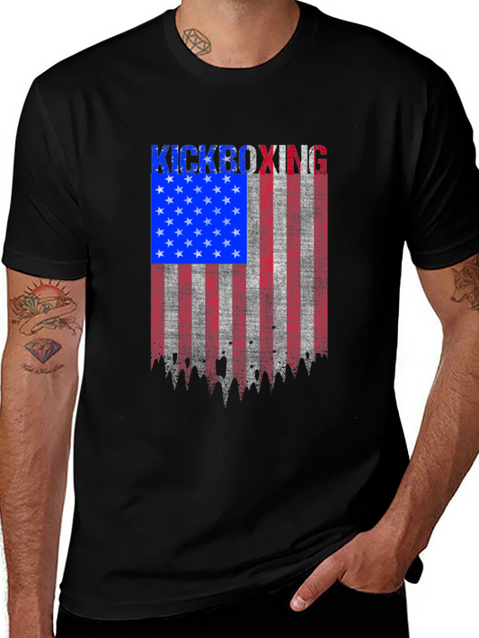 Kickboxing American Flag Patriotic T-Shirt
